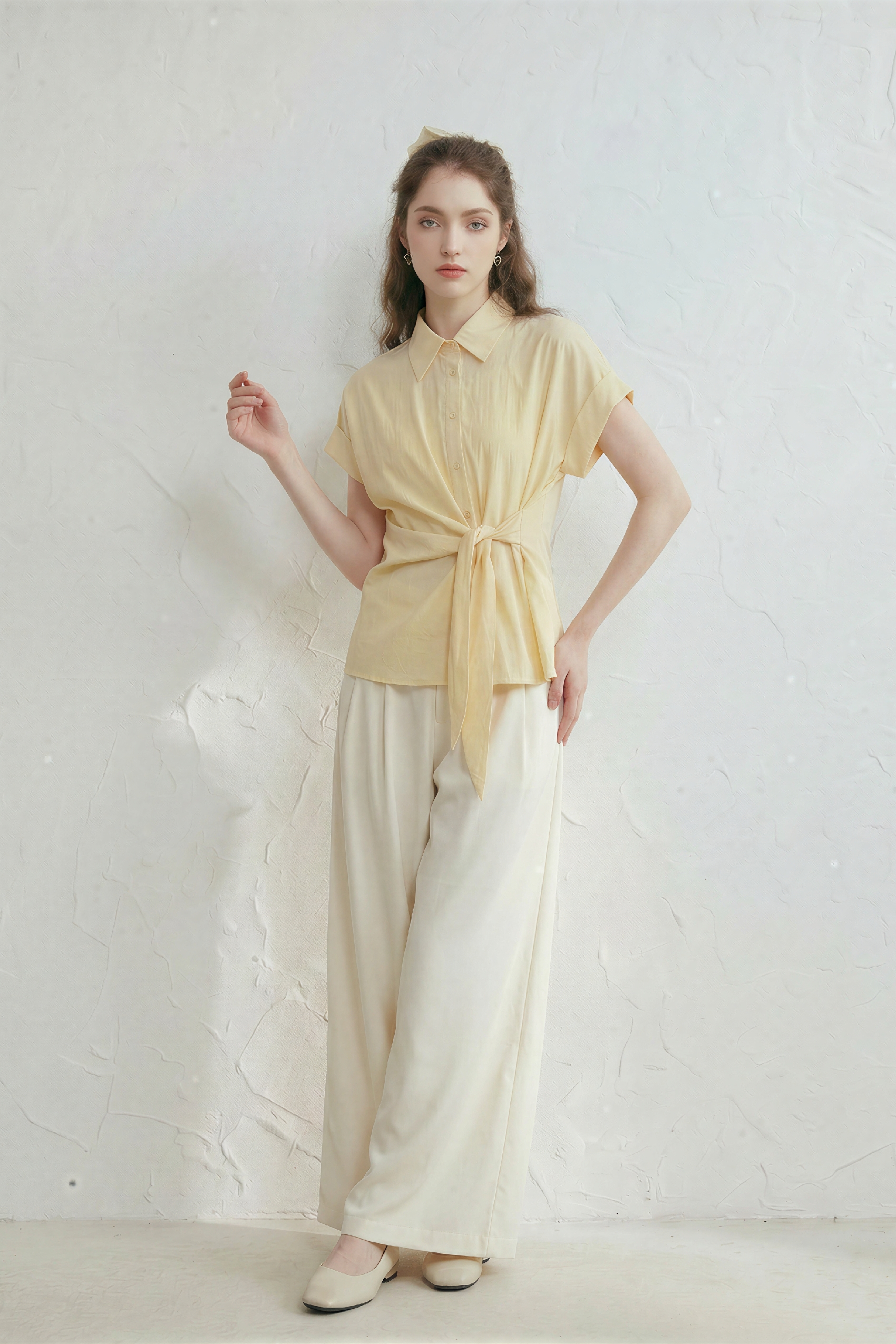 Ribbon-tie Short-sleeve Shirt