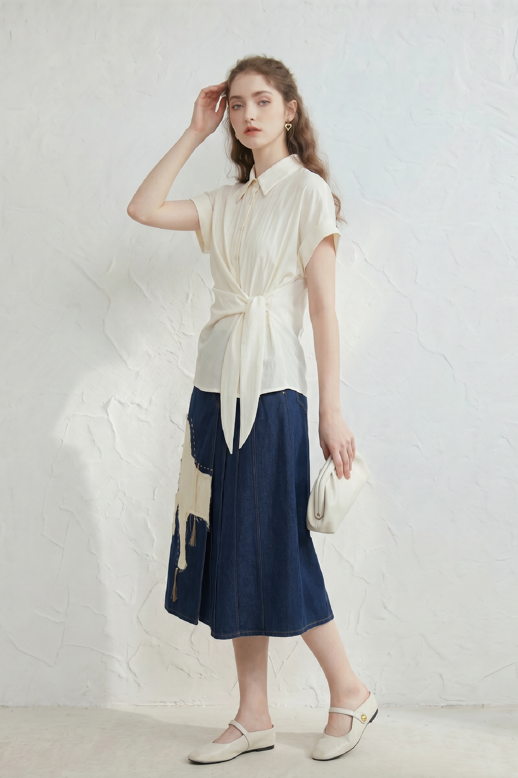 Ribbon-tie Short-sleeve Shirt