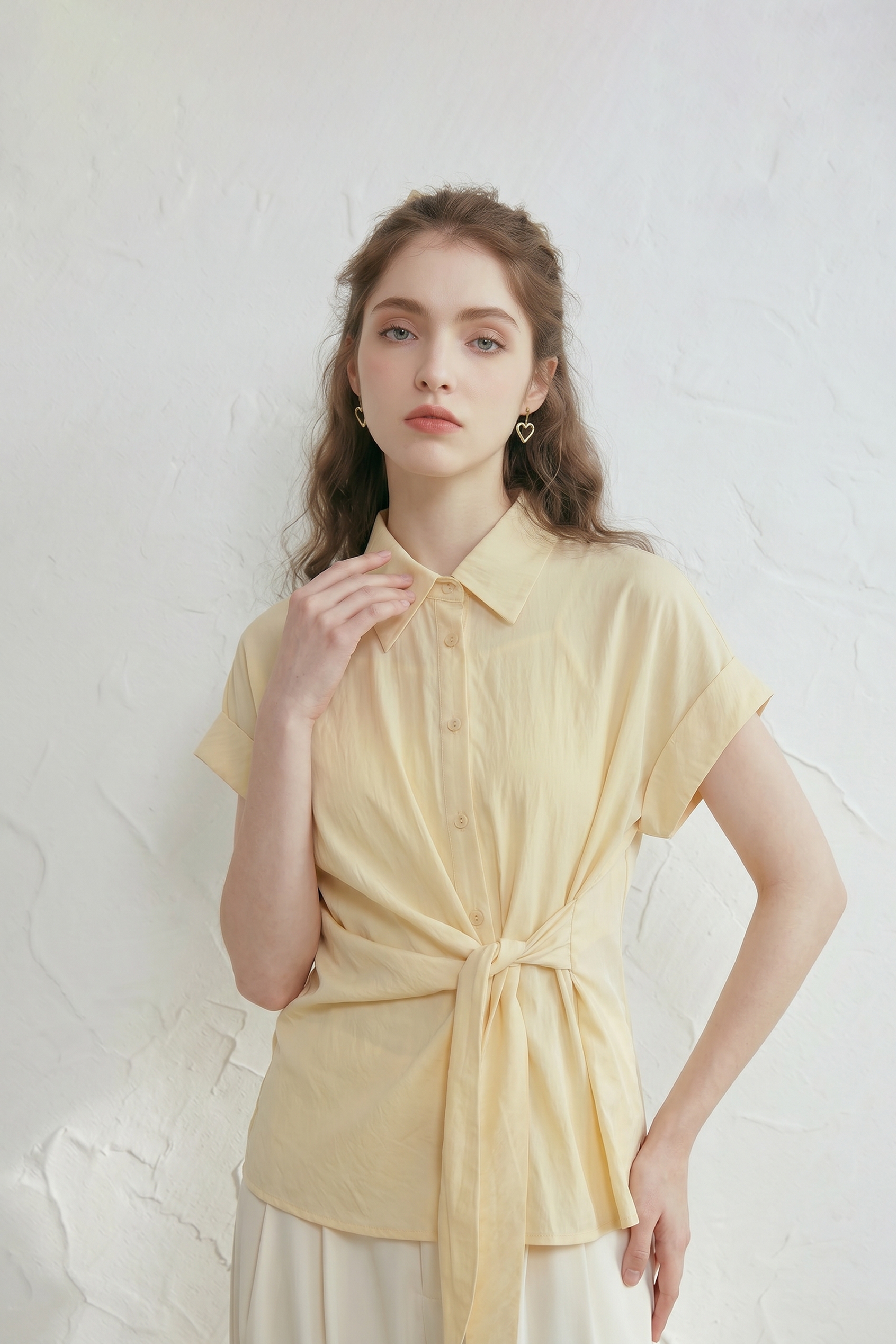 Ribbon-tie Short-sleeve Shirt
