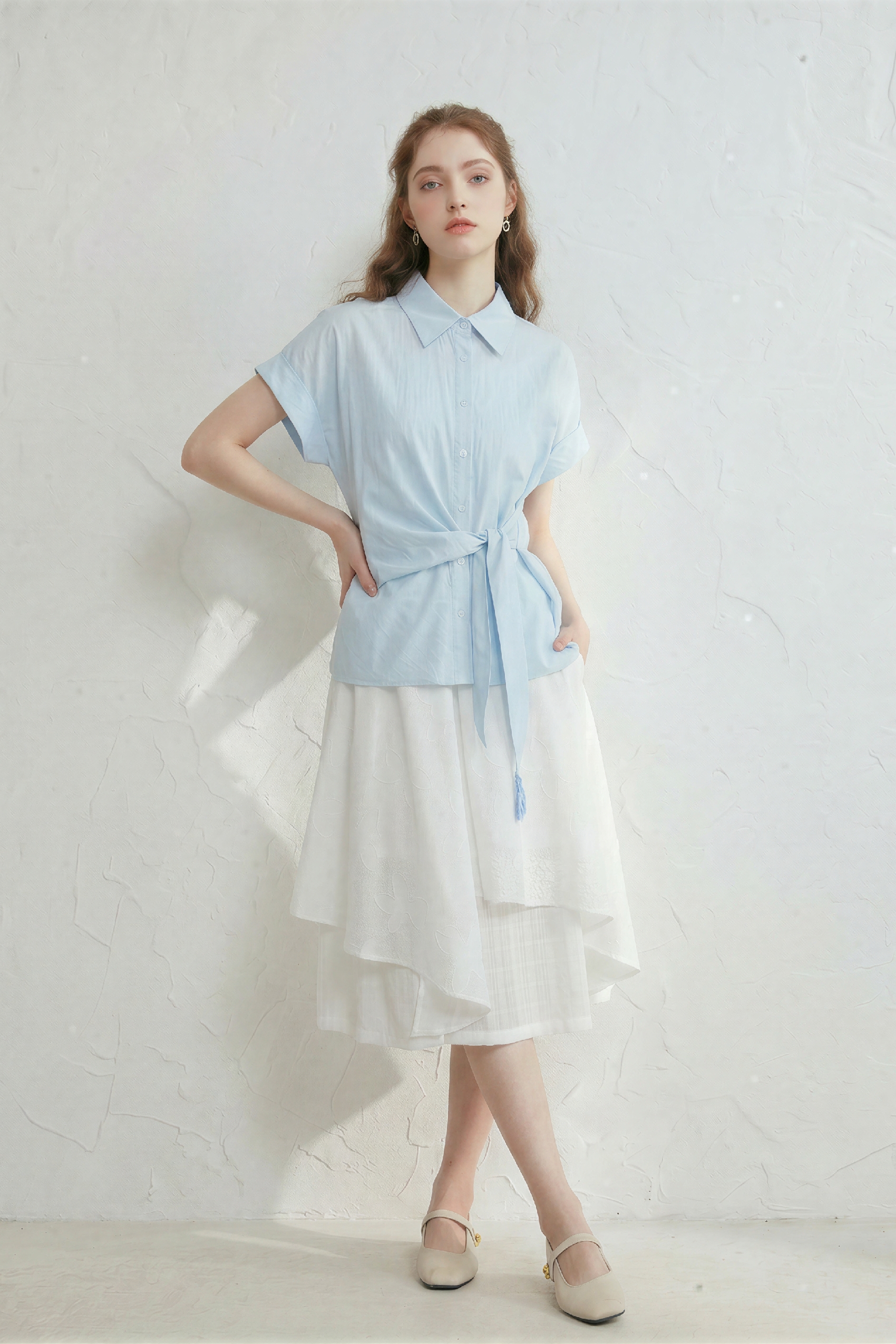 Ribbon-tie Short-sleeve Shirt
