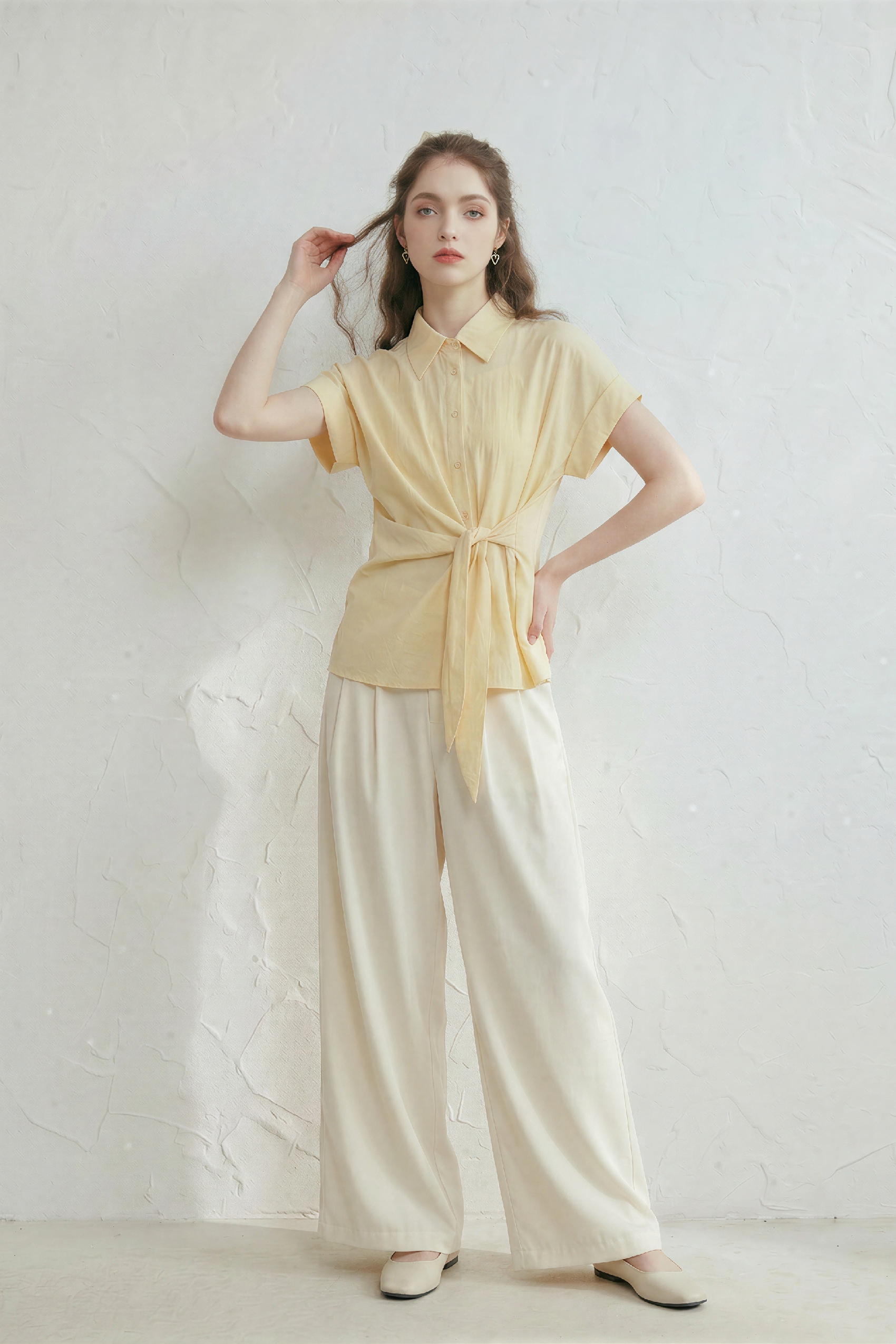 Ribbon-tie Short-sleeve Shirt