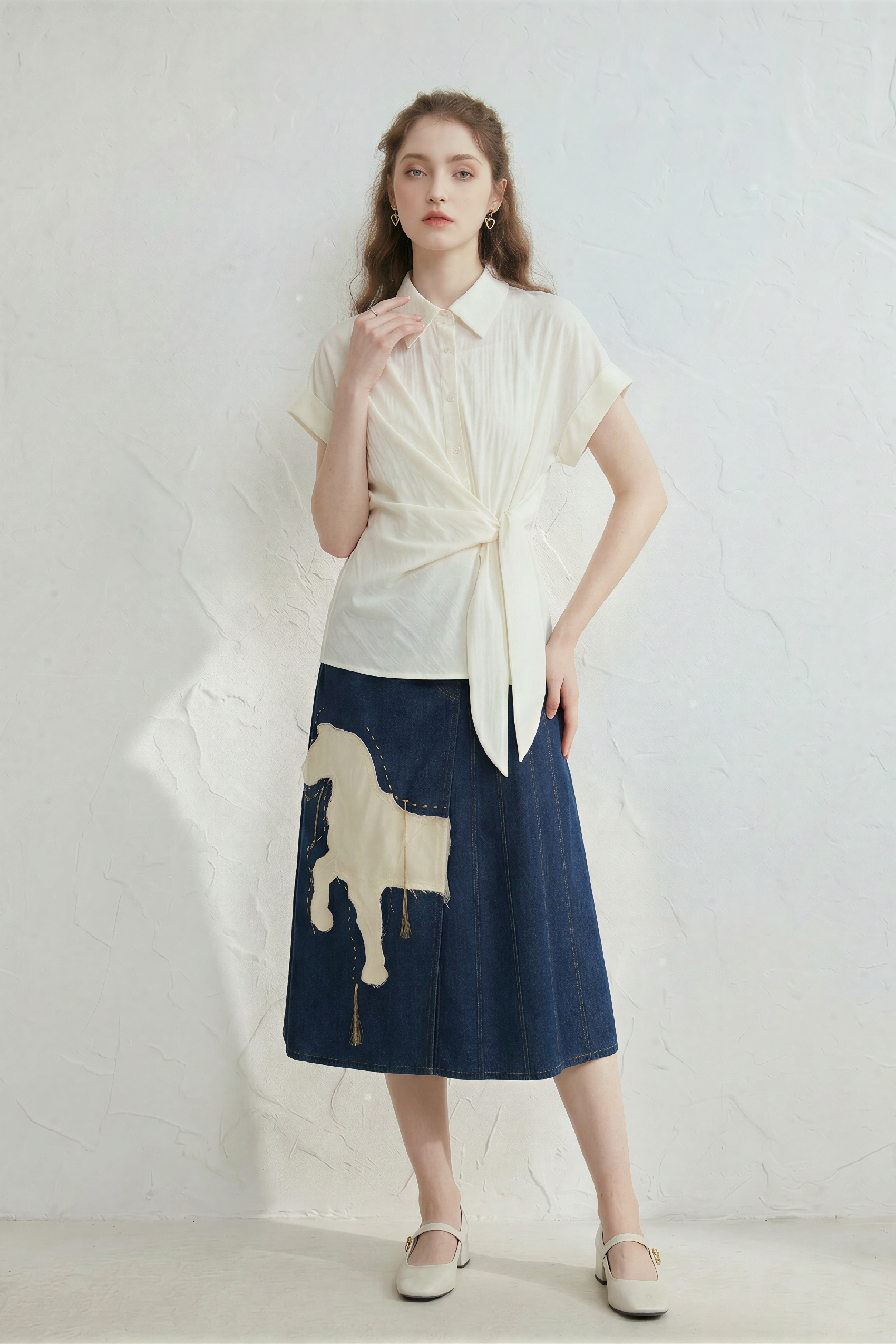 Ribbon-tie Short-sleeve Shirt