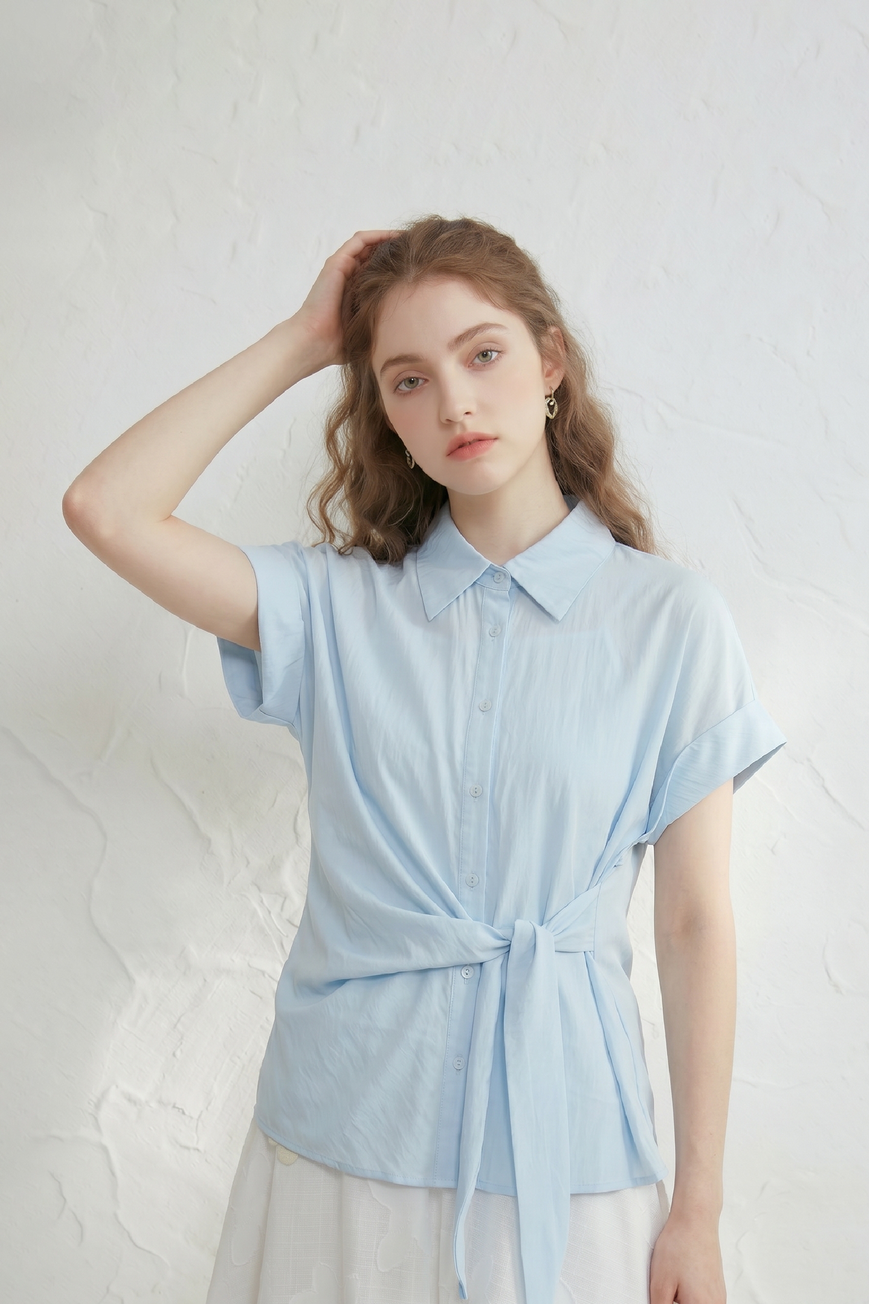 Ribbon-tie Short-sleeve Shirt