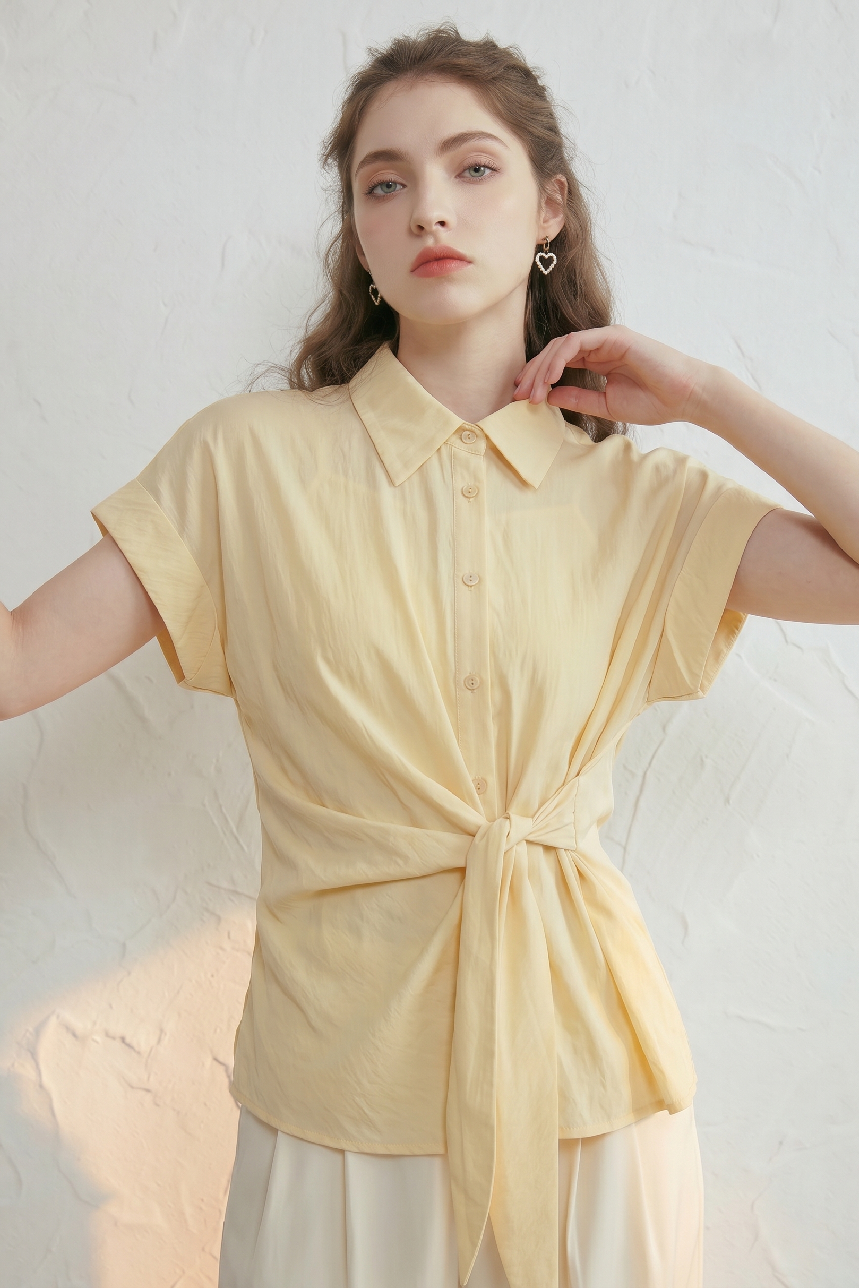 Ribbon-tie Short-sleeve Shirt