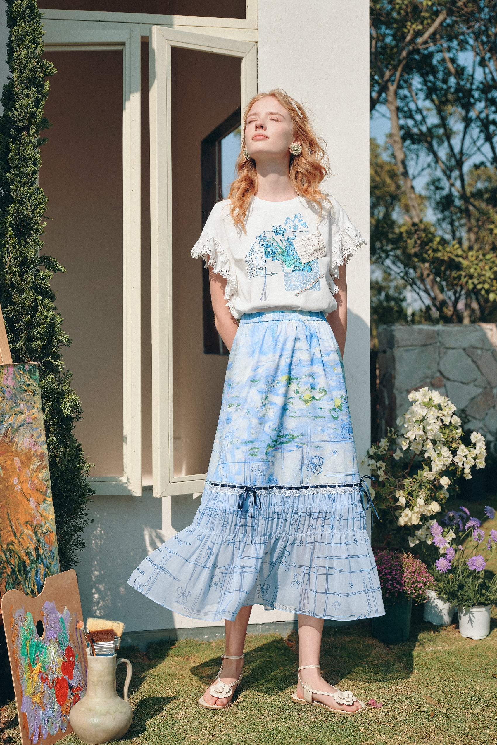 High-Waisted Printed Skirt