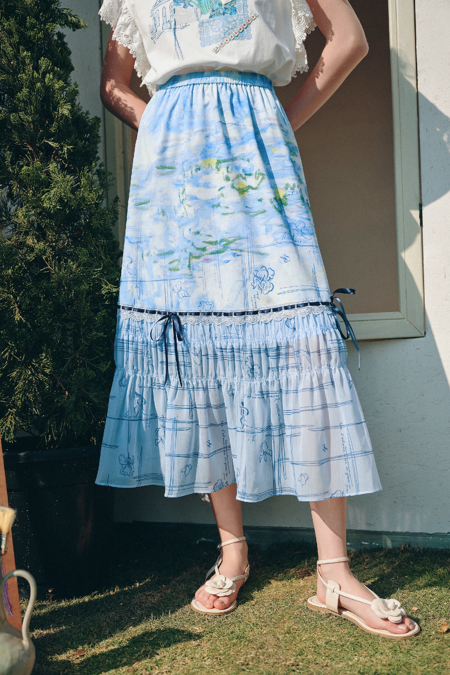 High-Waisted Printed Skirt