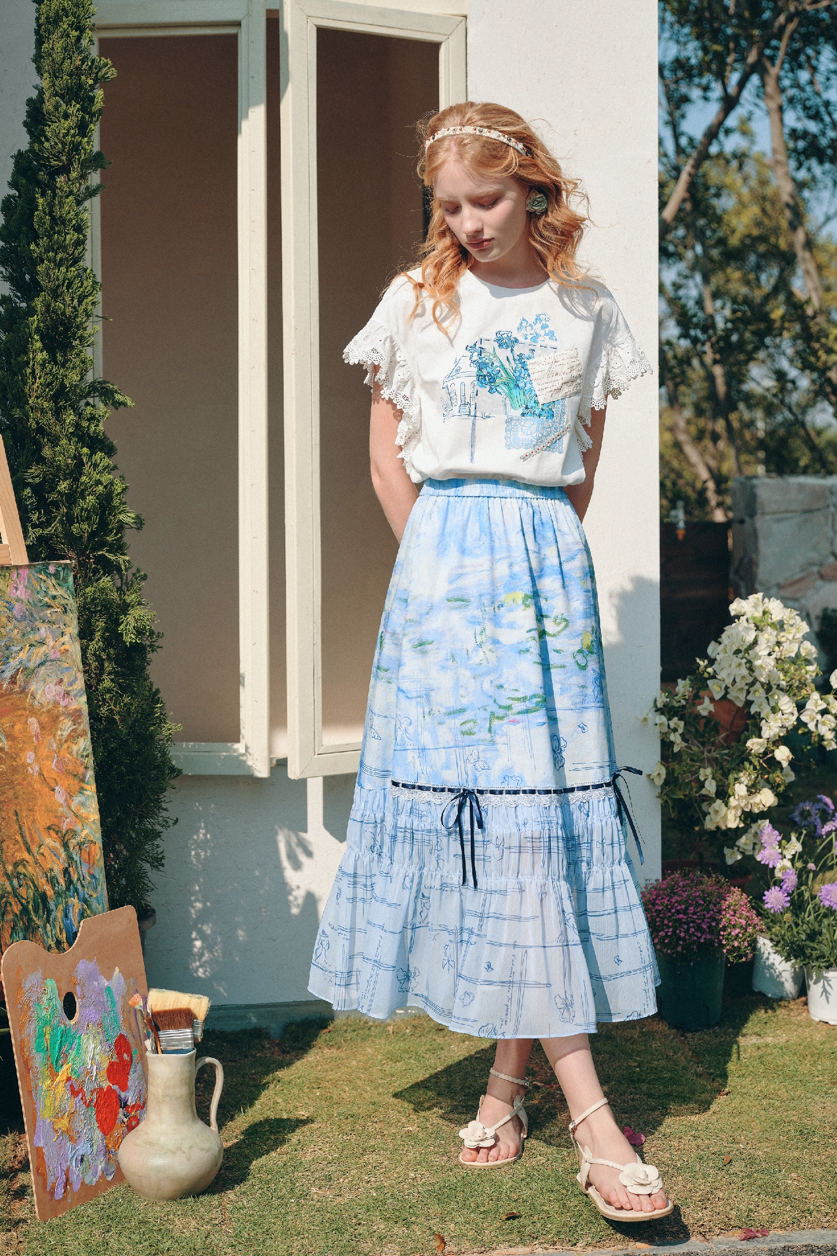 High-Waisted Printed Skirt