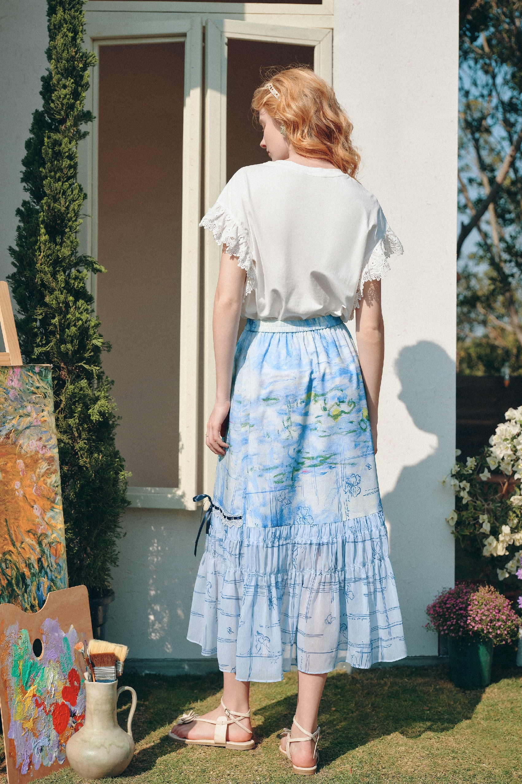 High-Waisted Printed Skirt