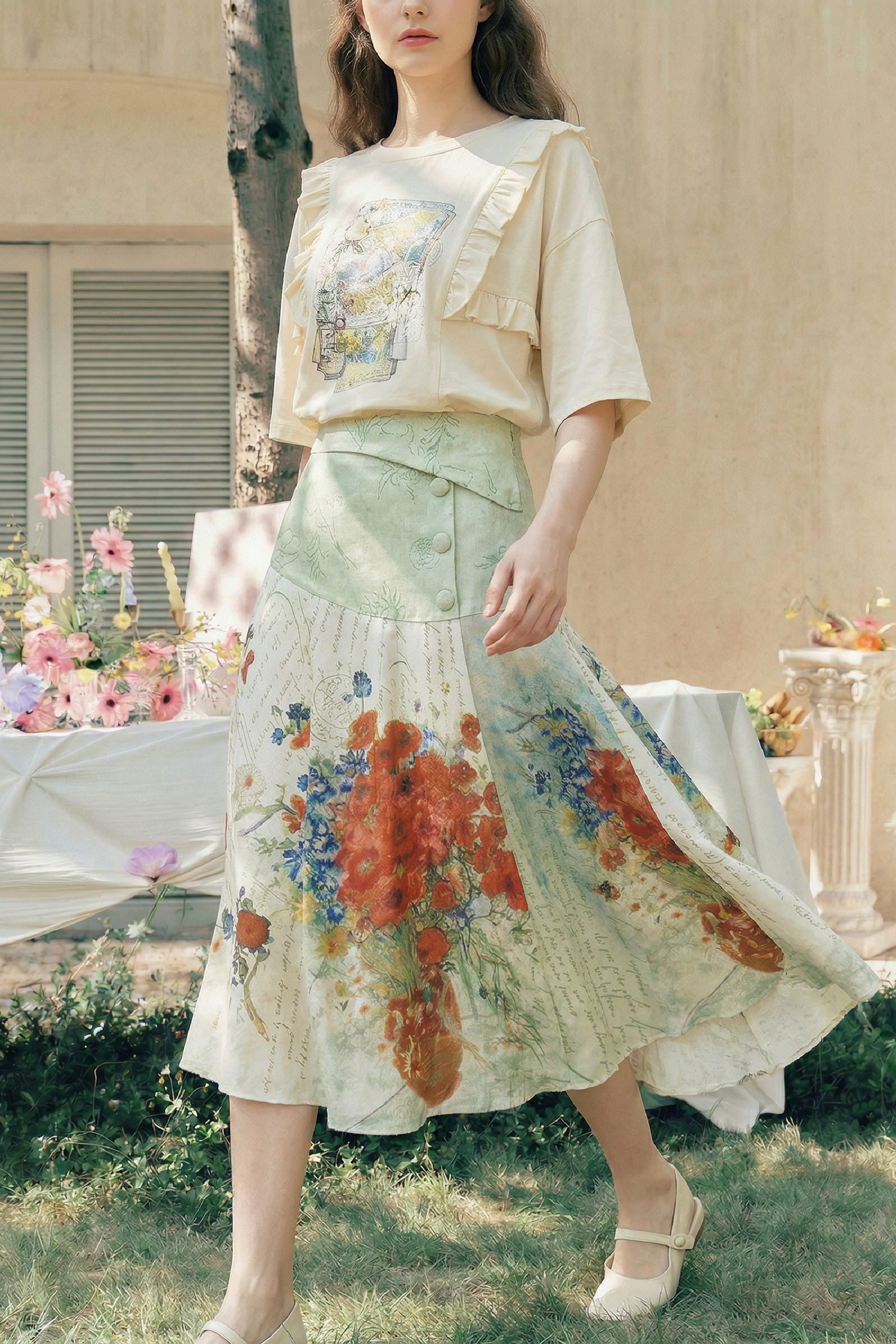Vintage Printed Skirt