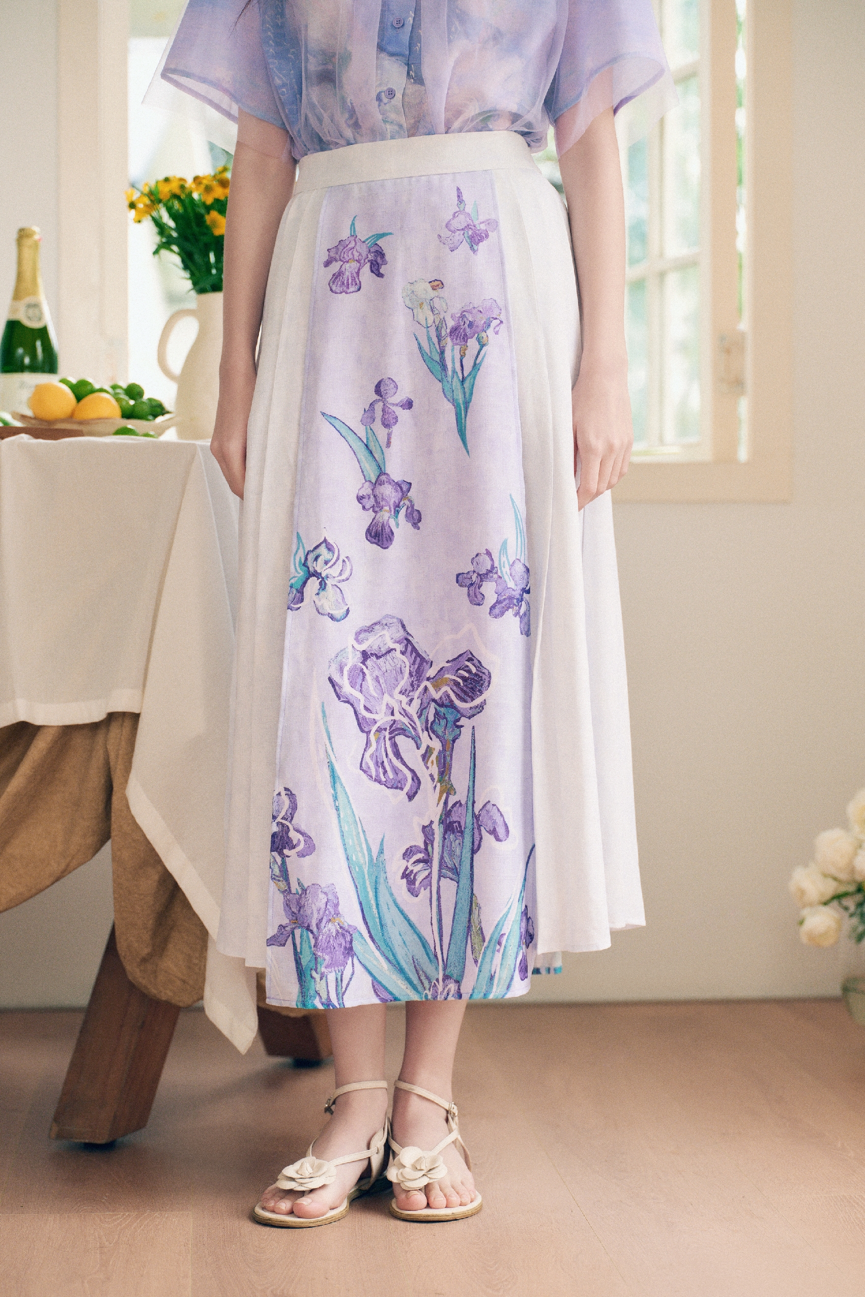 High-Waisted Printed Skirt