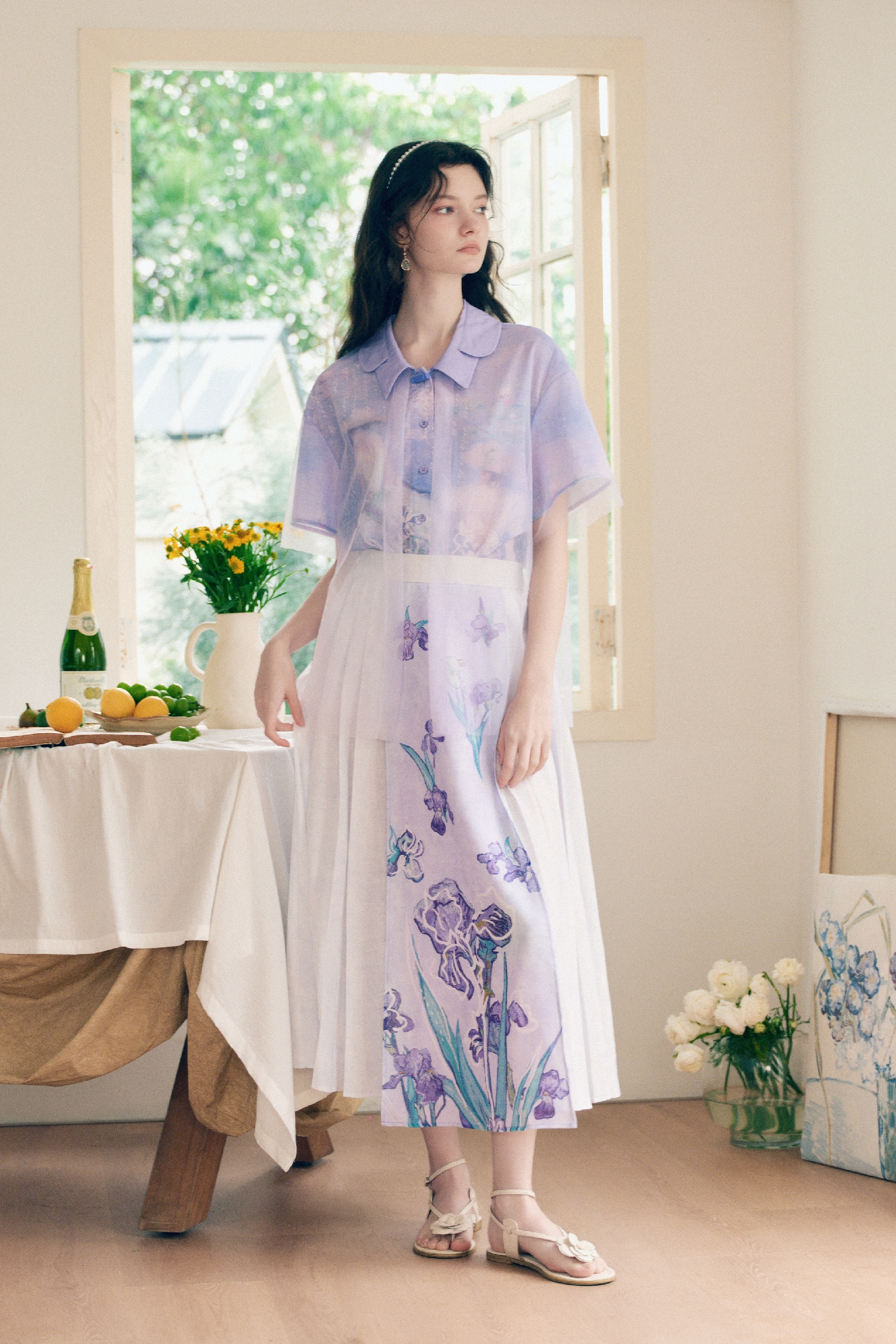 High-Waisted Printed Skirt