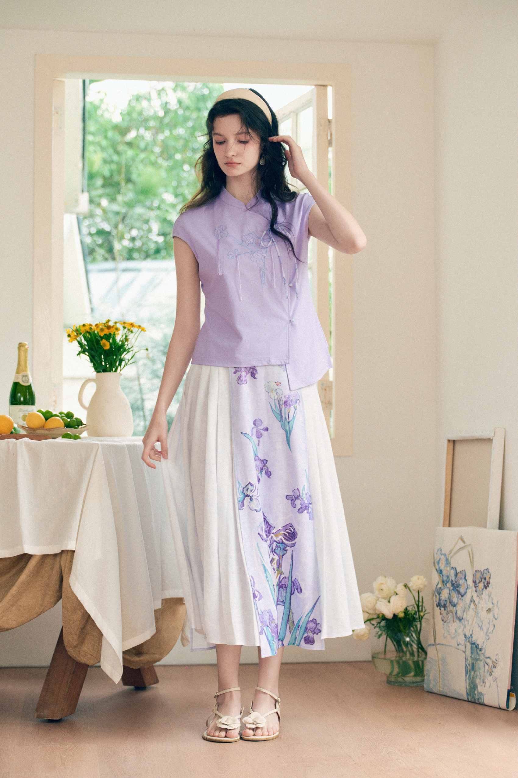 High-Waisted Printed Skirt