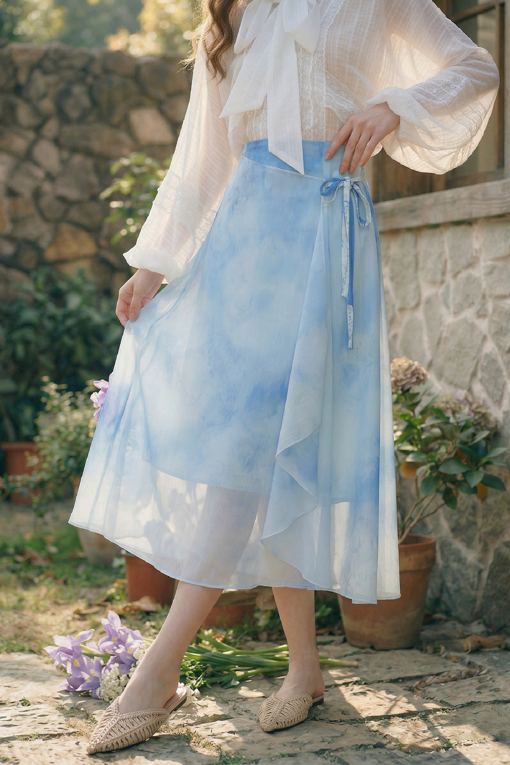 High-Waisted Tie-Dye Skirt