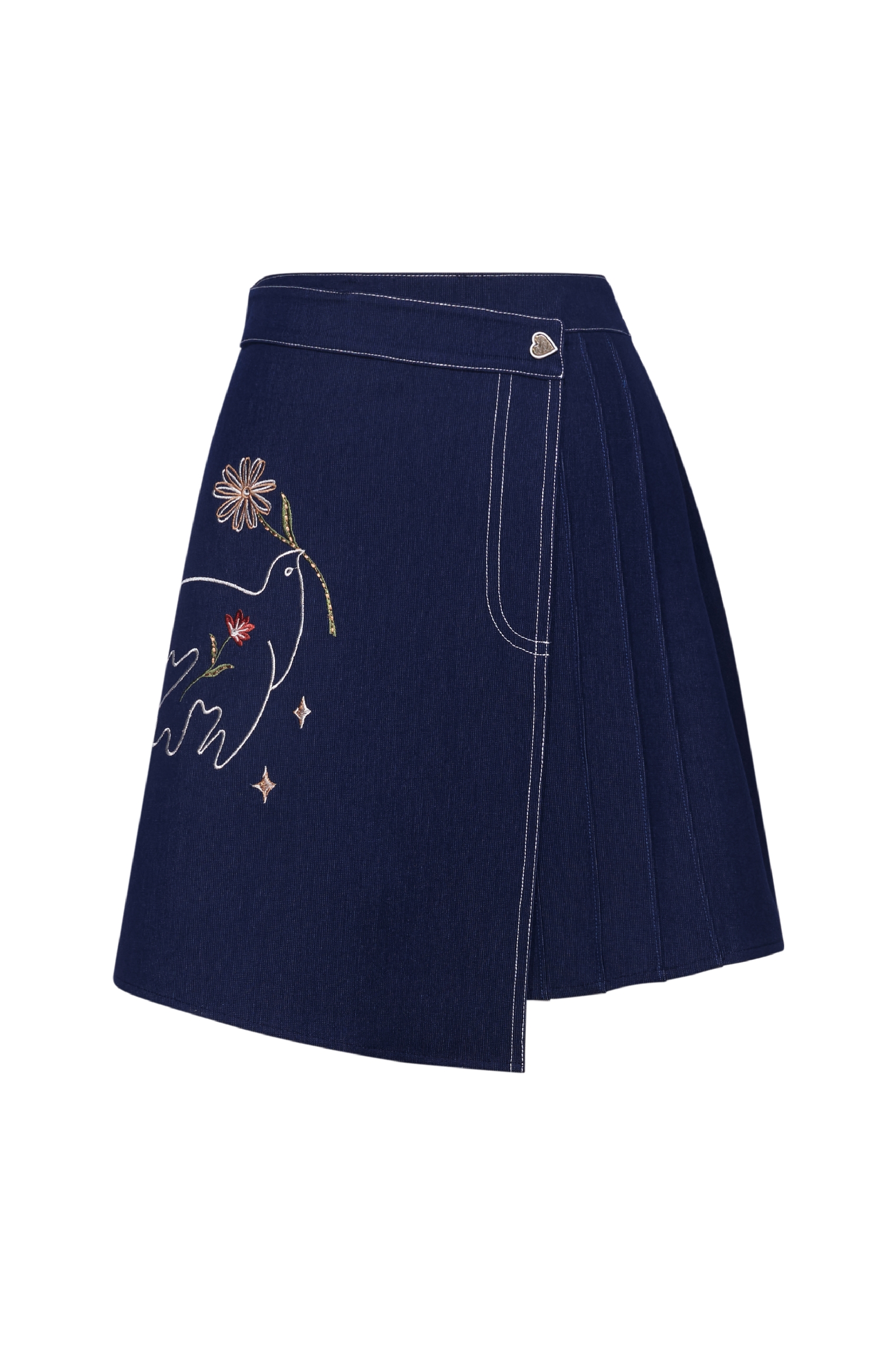 Denim Embroidered Skirt