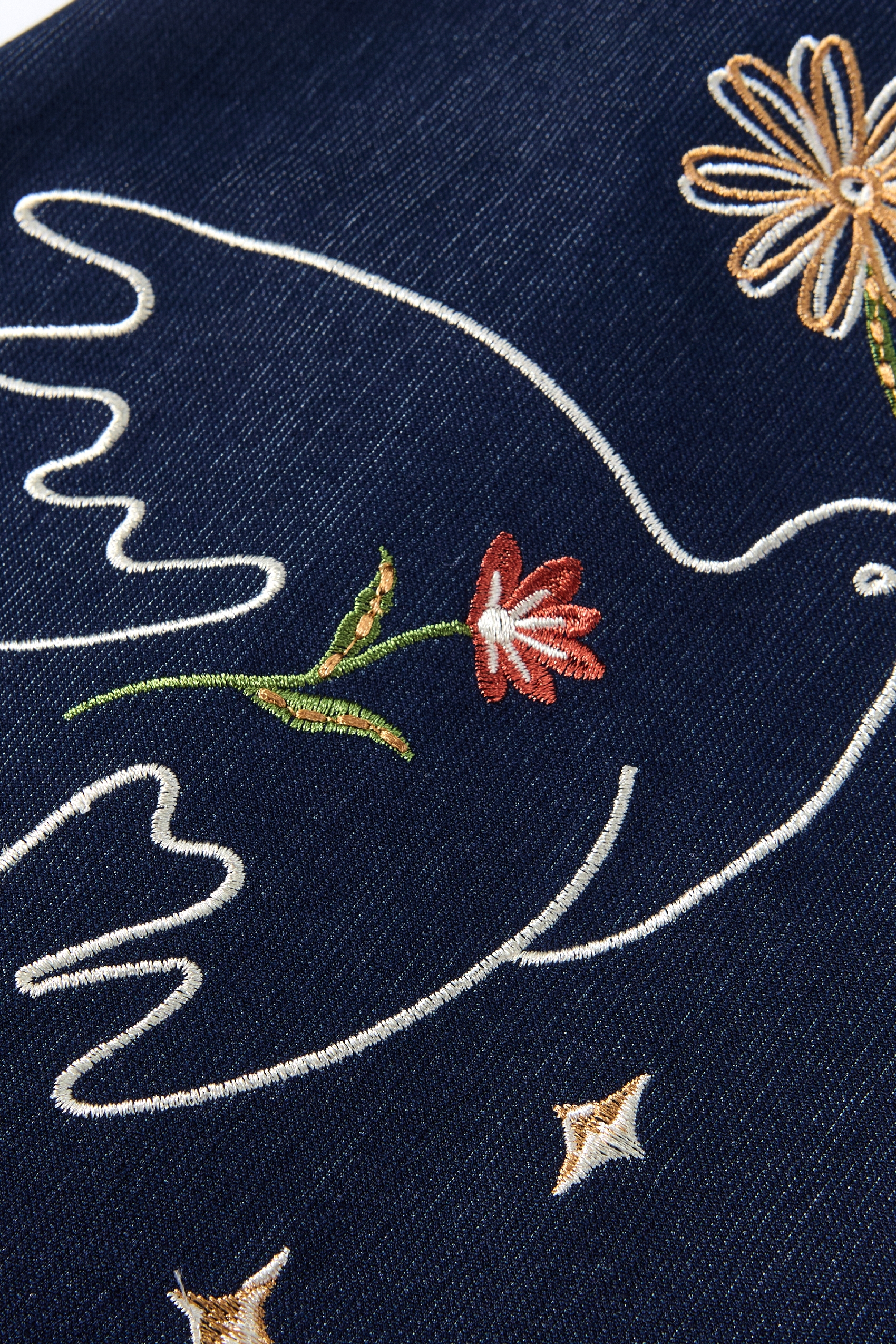 Denim Embroidered Skirt