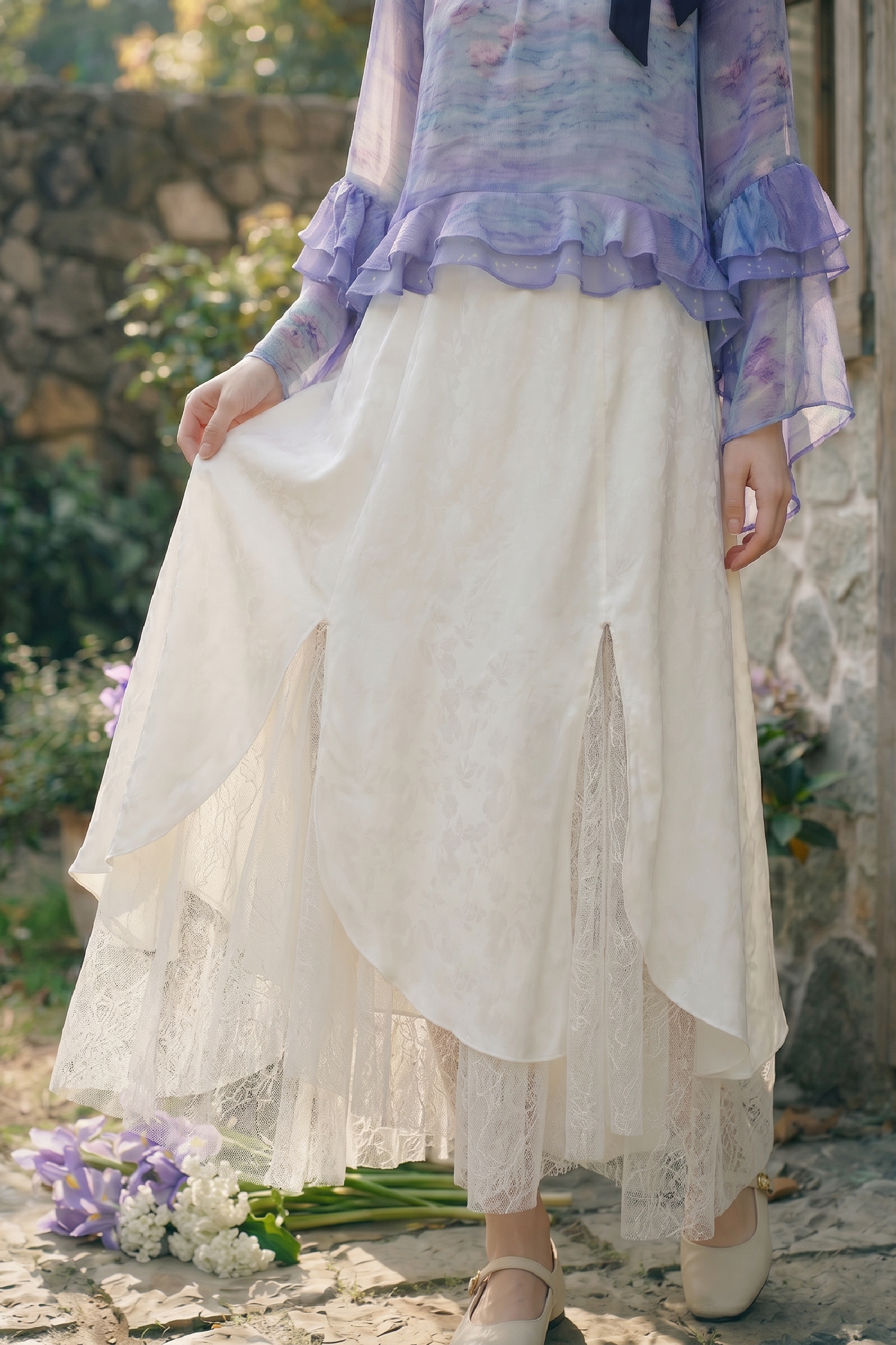 High-Waisted Lace Skirt