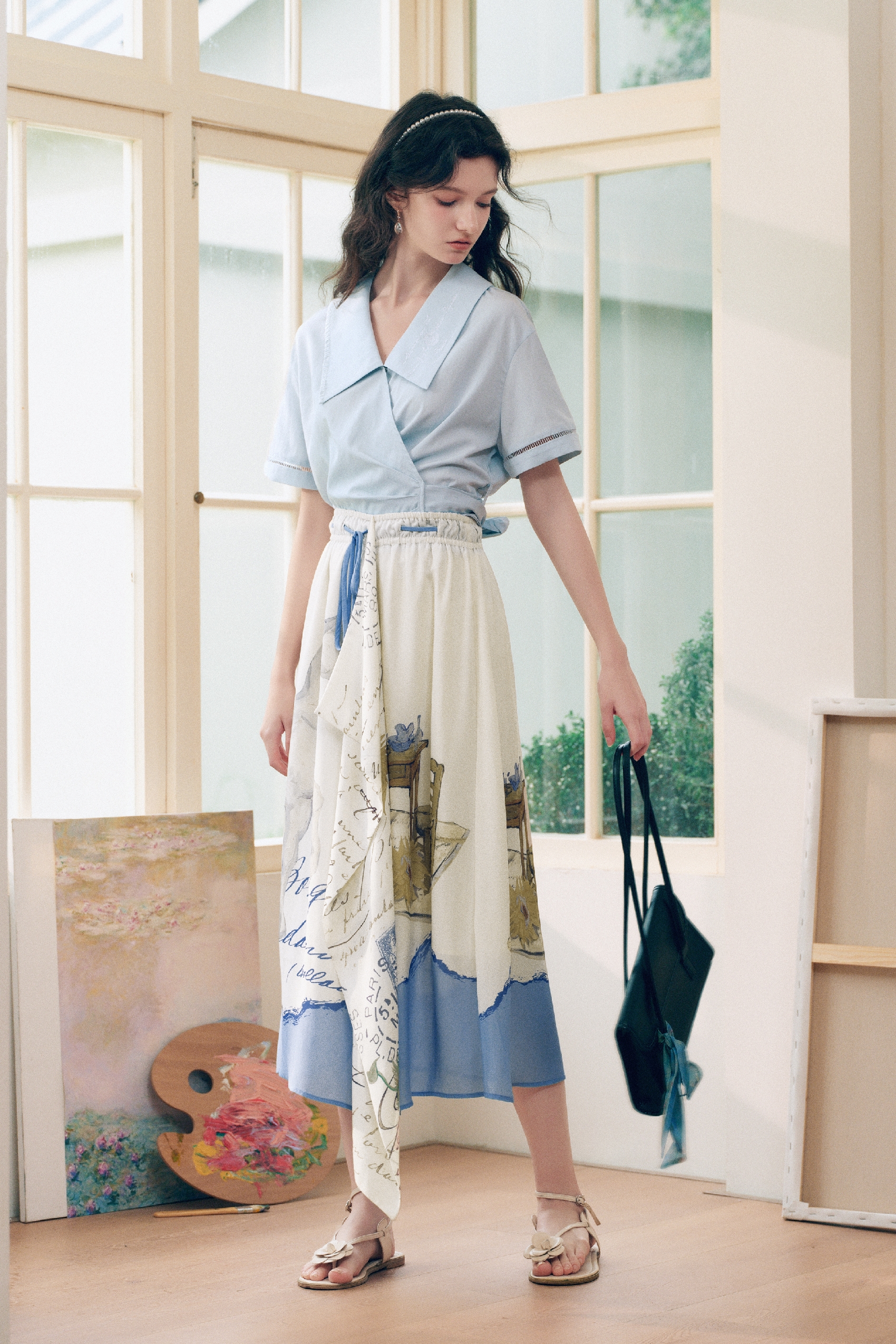 High-Waisted Printed Skirt