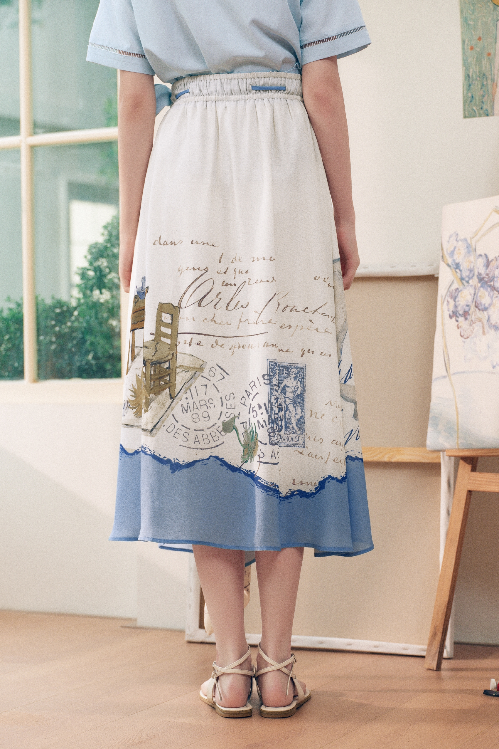 High-Waisted Printed Skirt