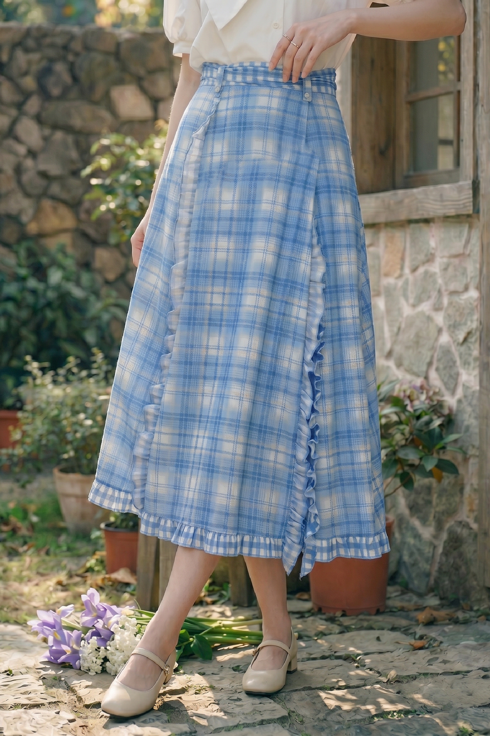 Blue Plaid Skirt