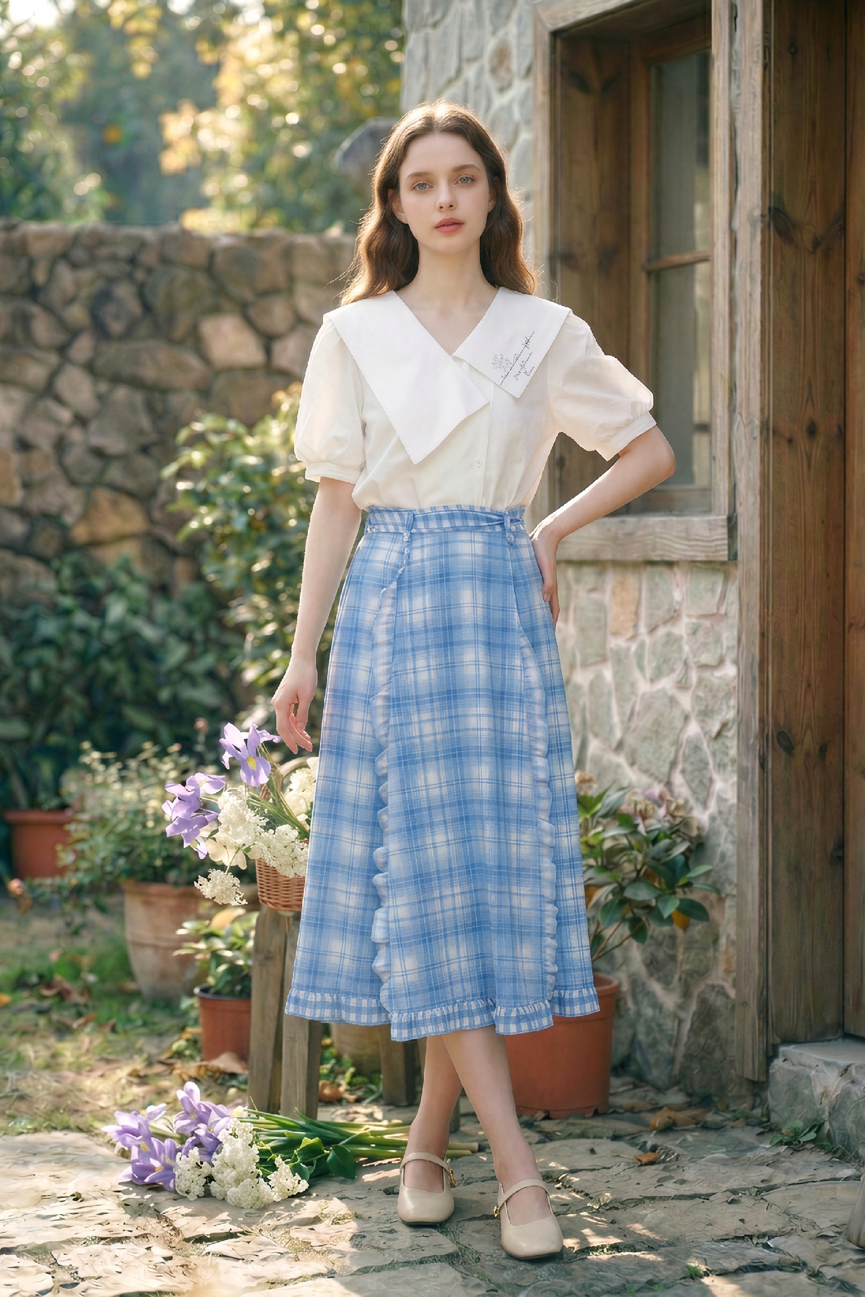 Blue Plaid Skirt