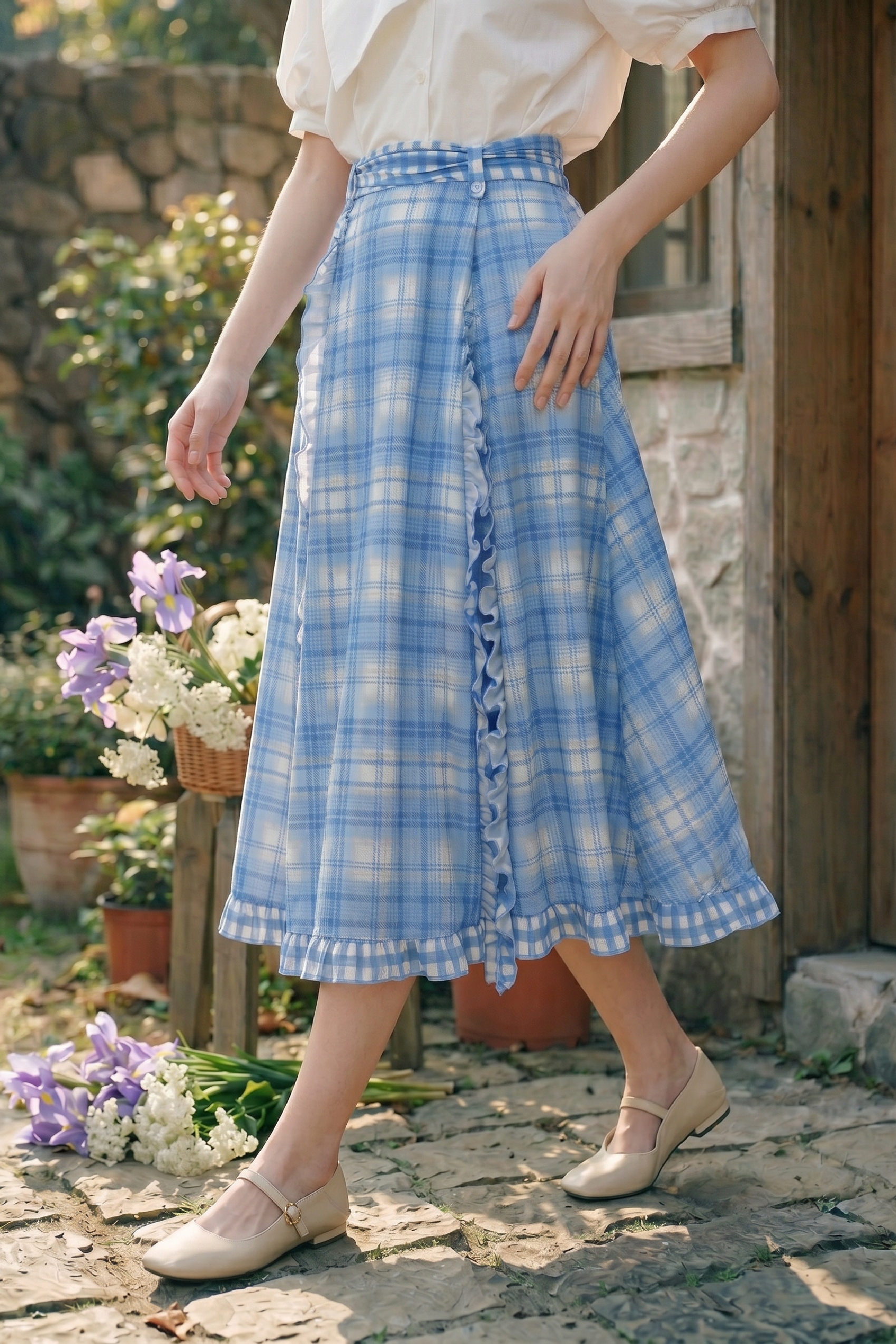 Blue Plaid Skirt