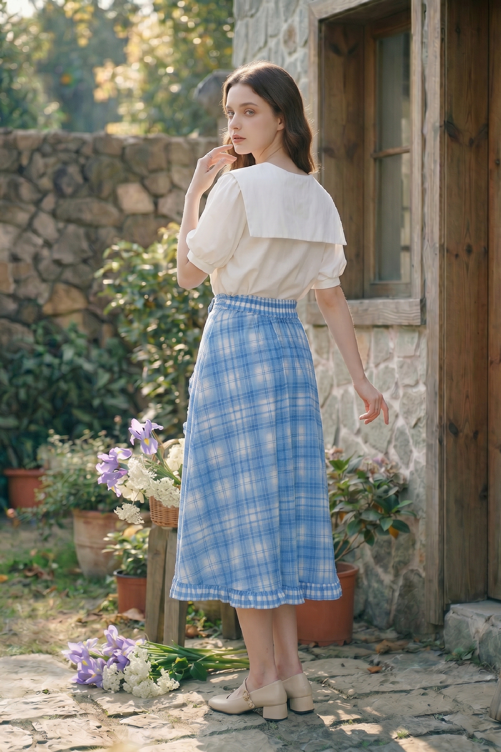 Blue Plaid Skirt