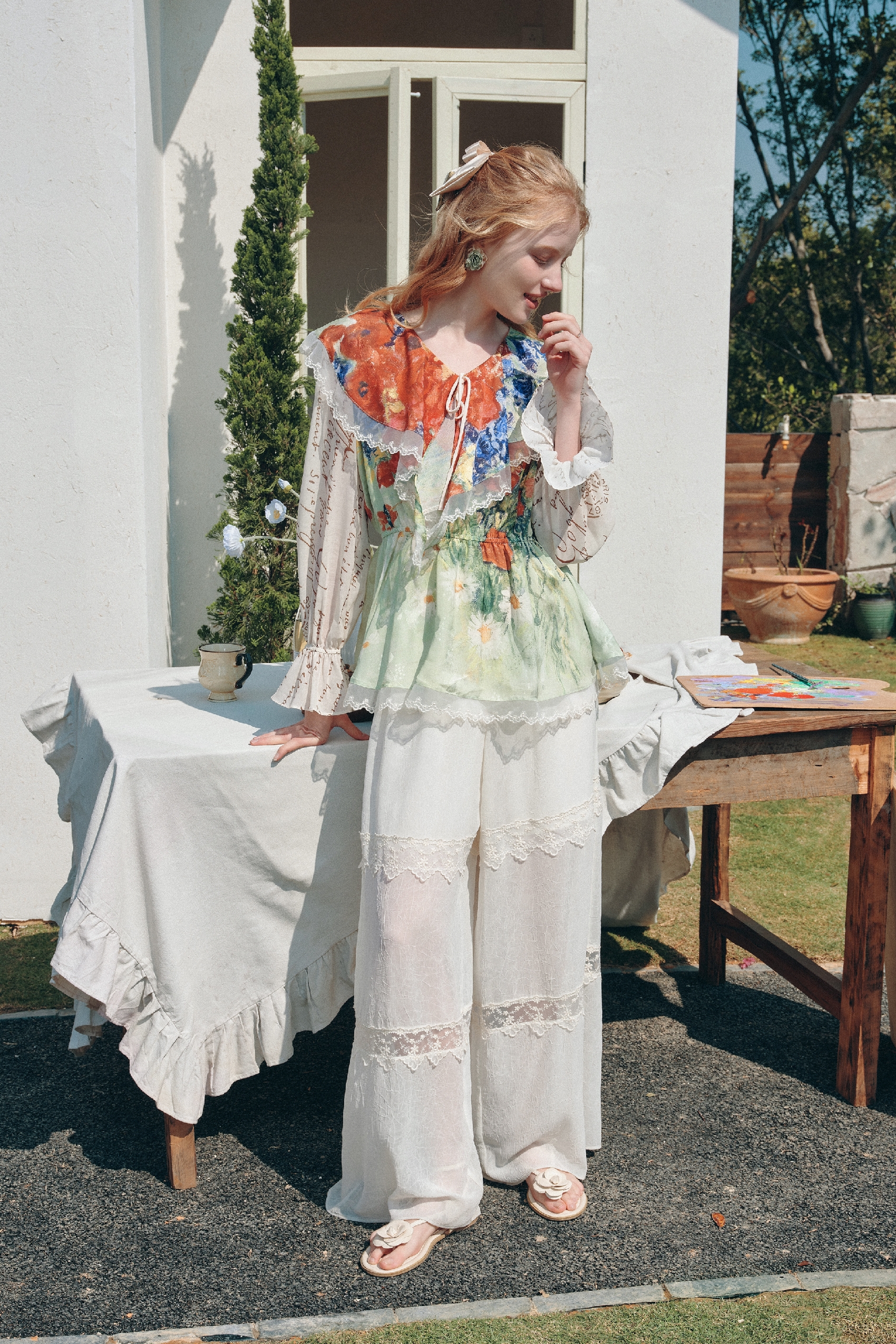 Lace Patchwork Pants