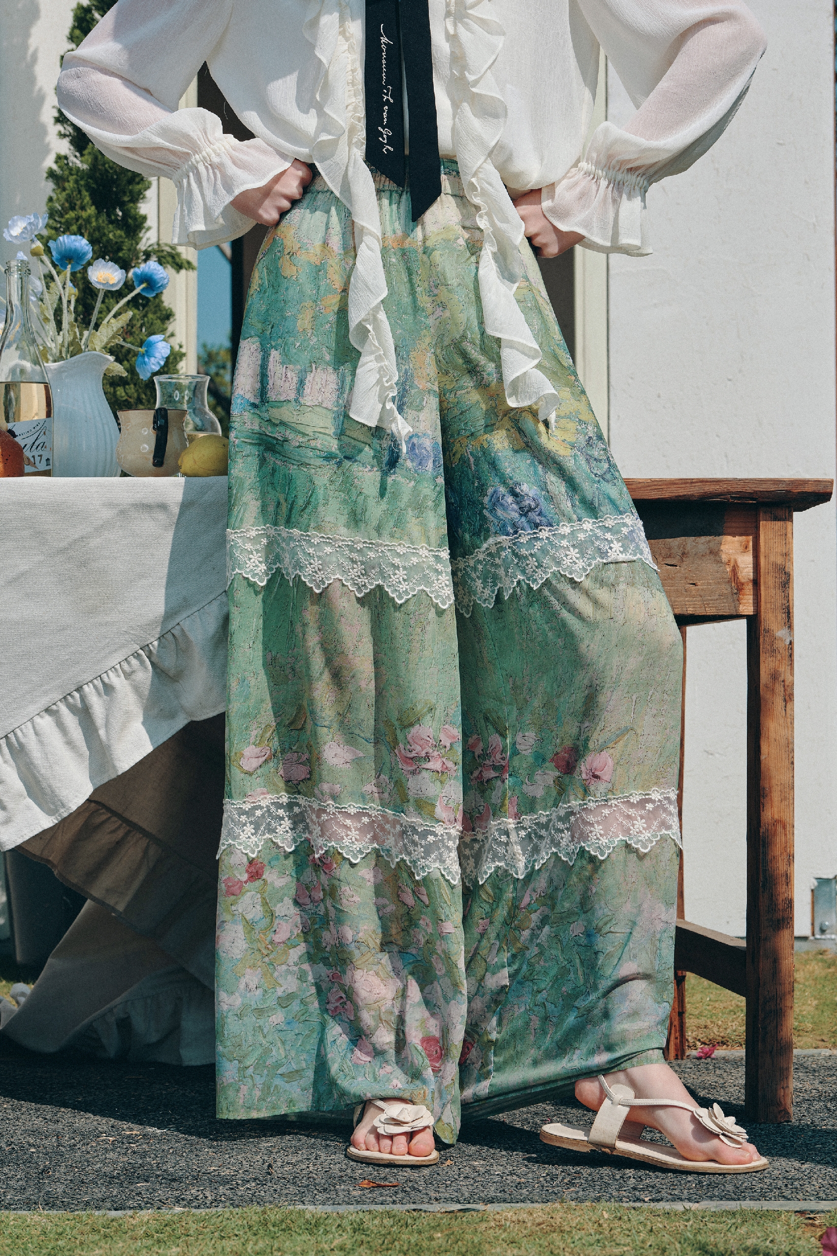 Lace Patchwork Pants