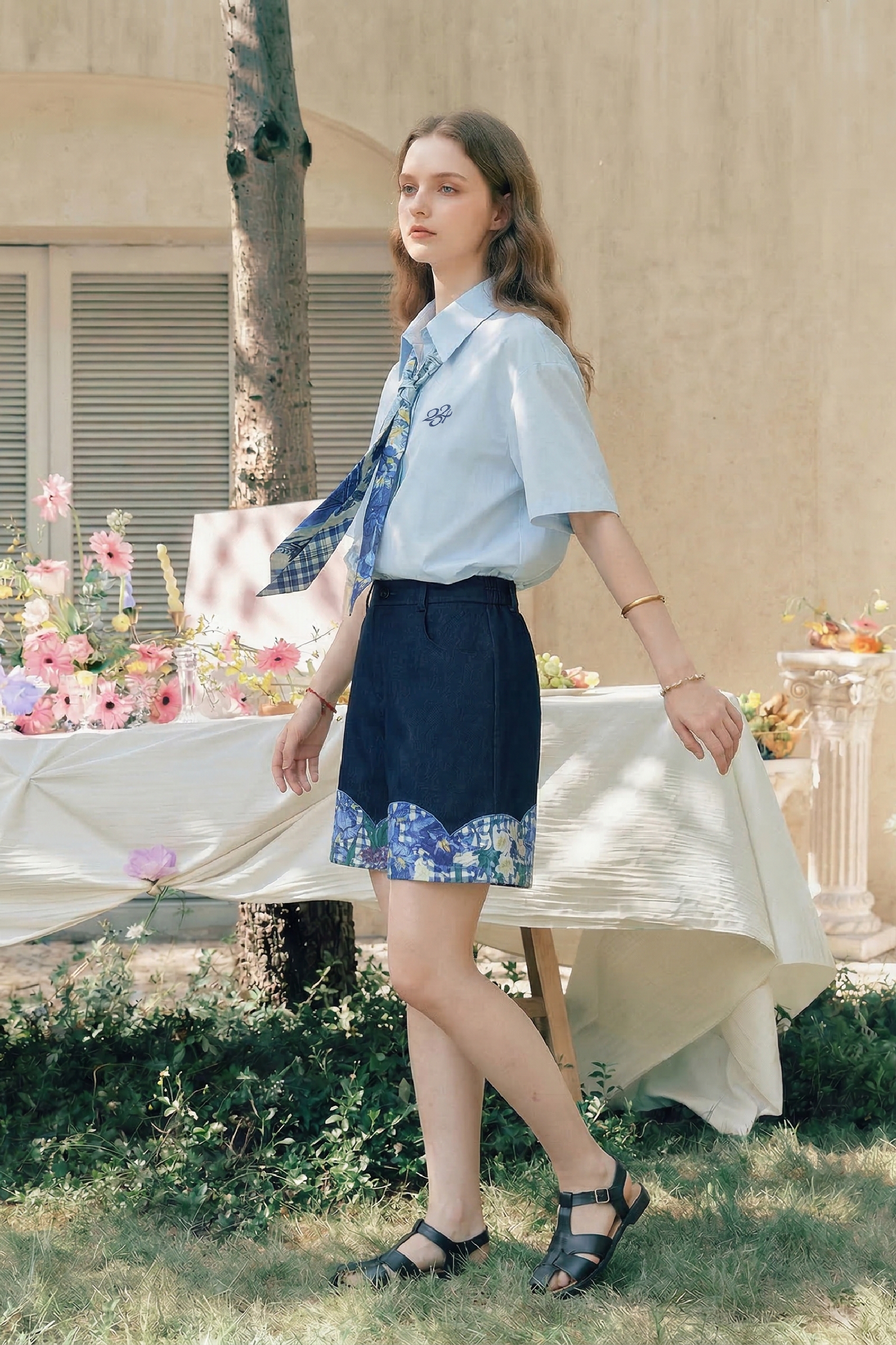 High-Waisted Printed Shorts