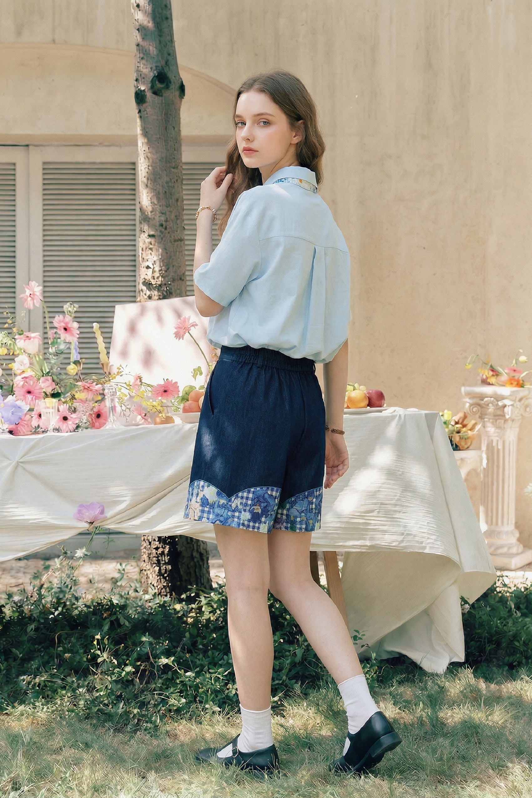 High-Waisted Printed Shorts