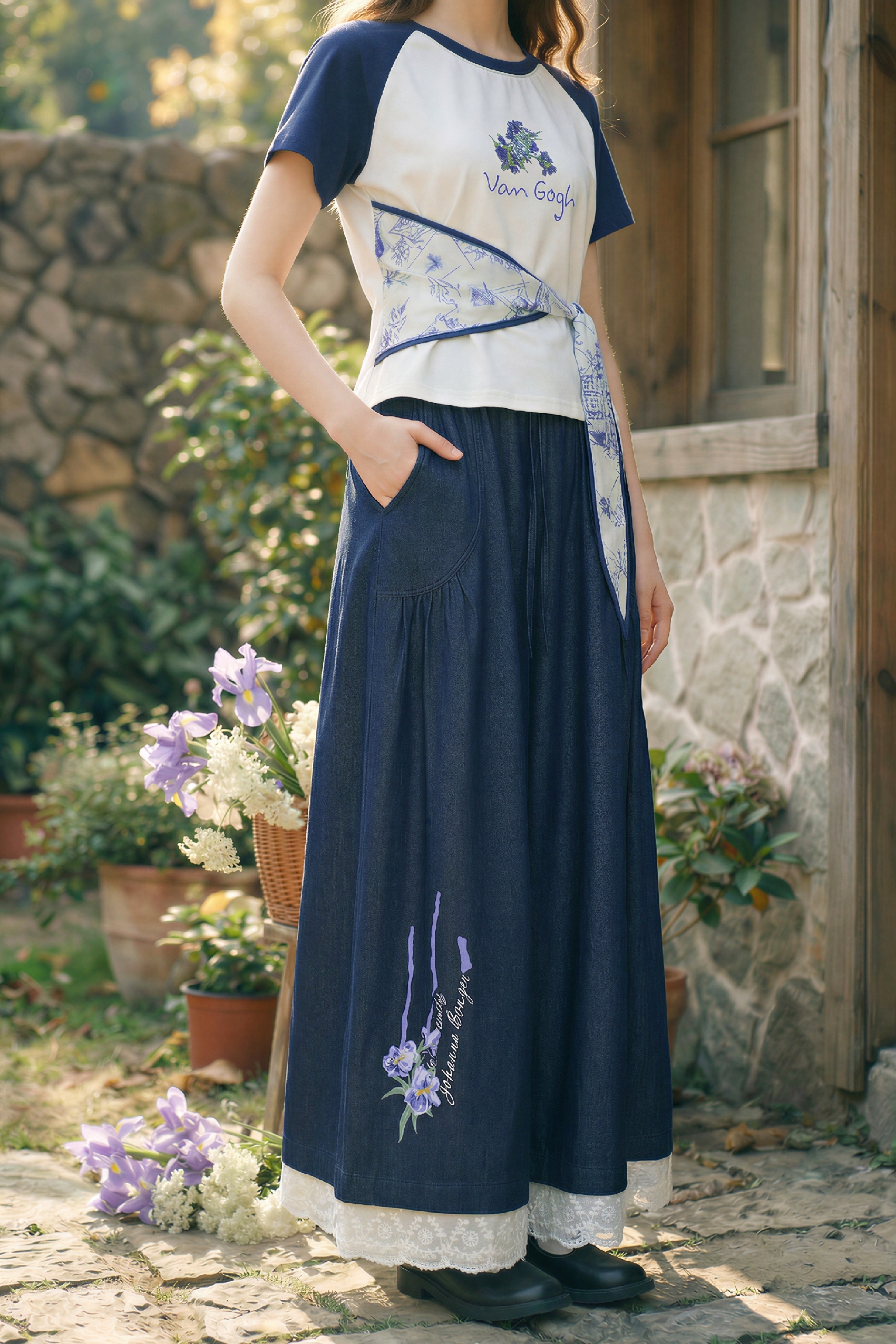 Patchwork Embroidered Pants
