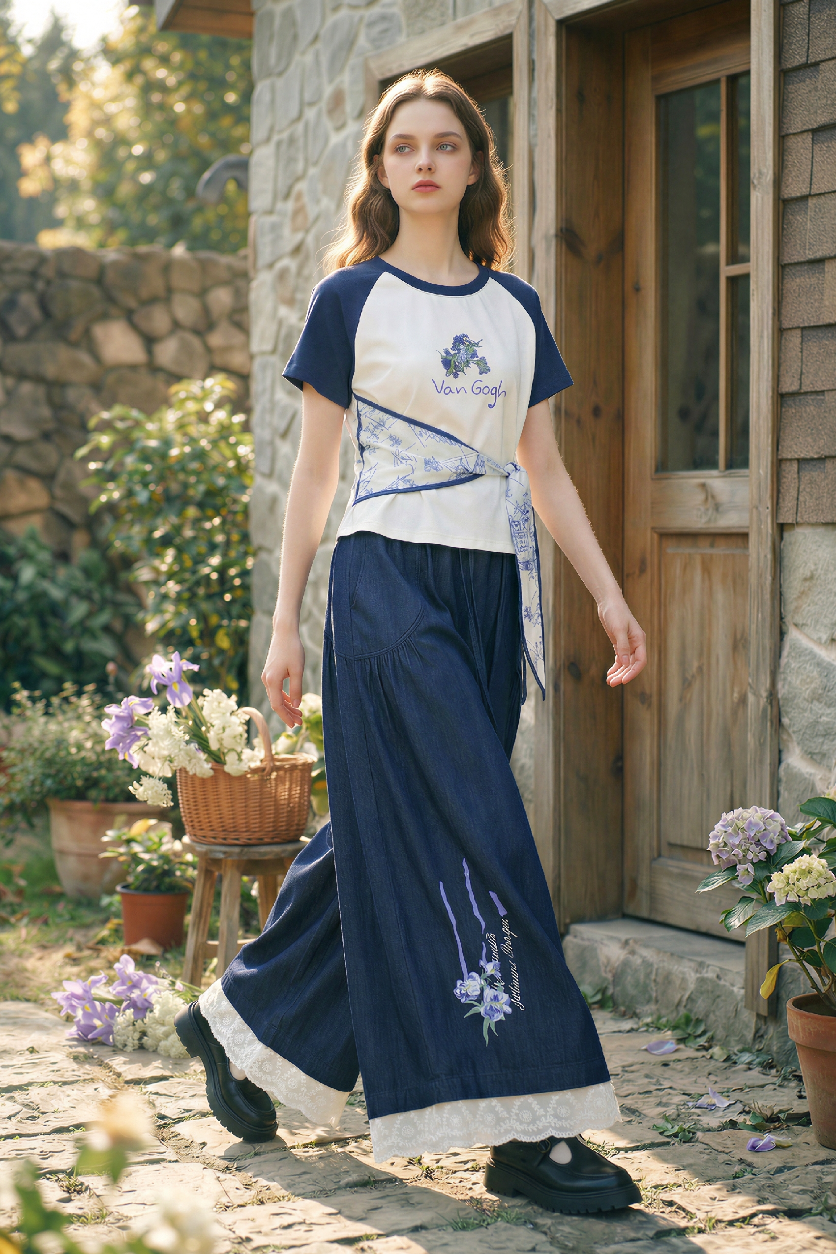 Patchwork Embroidered Pants