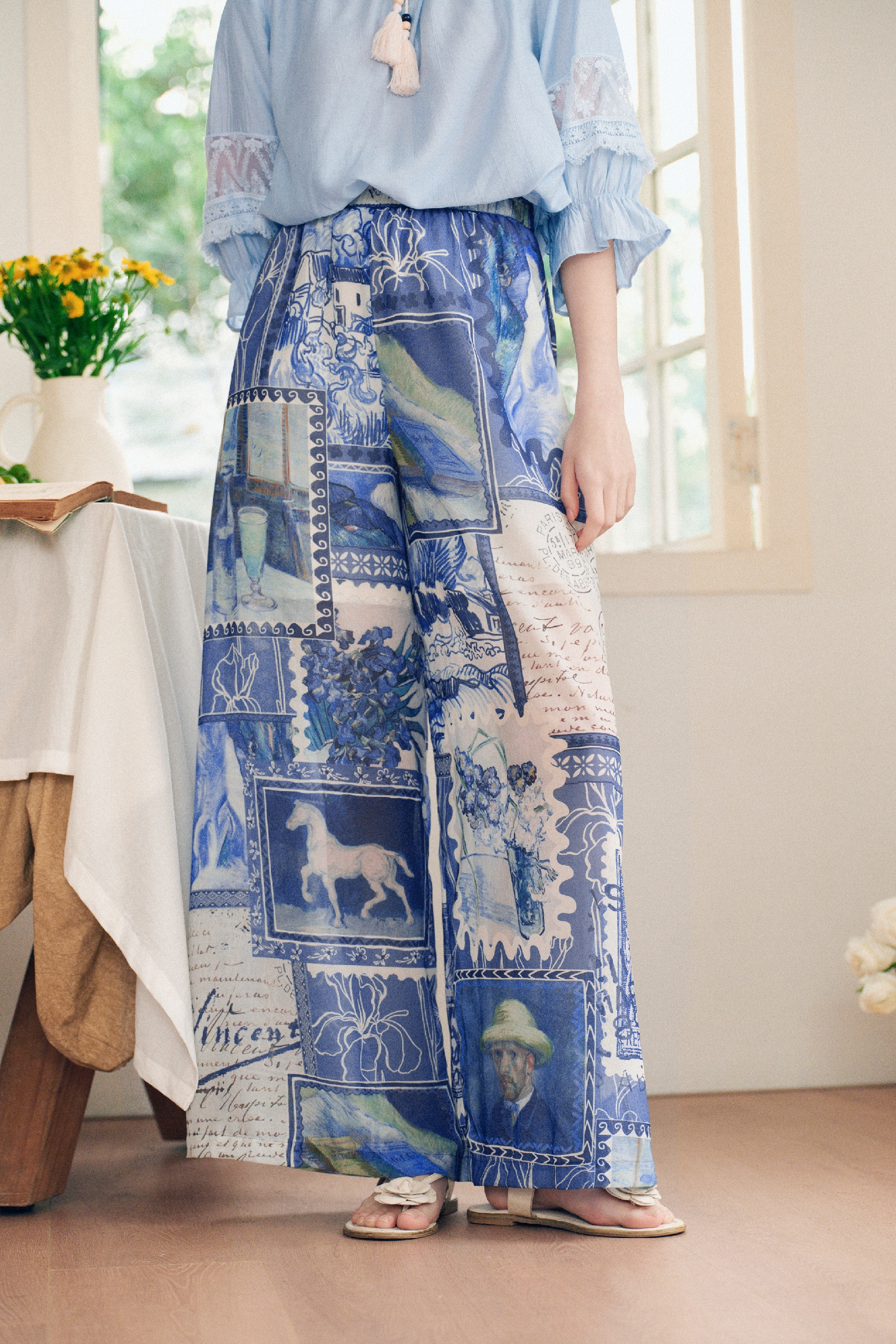 Printed Chiffon Pants