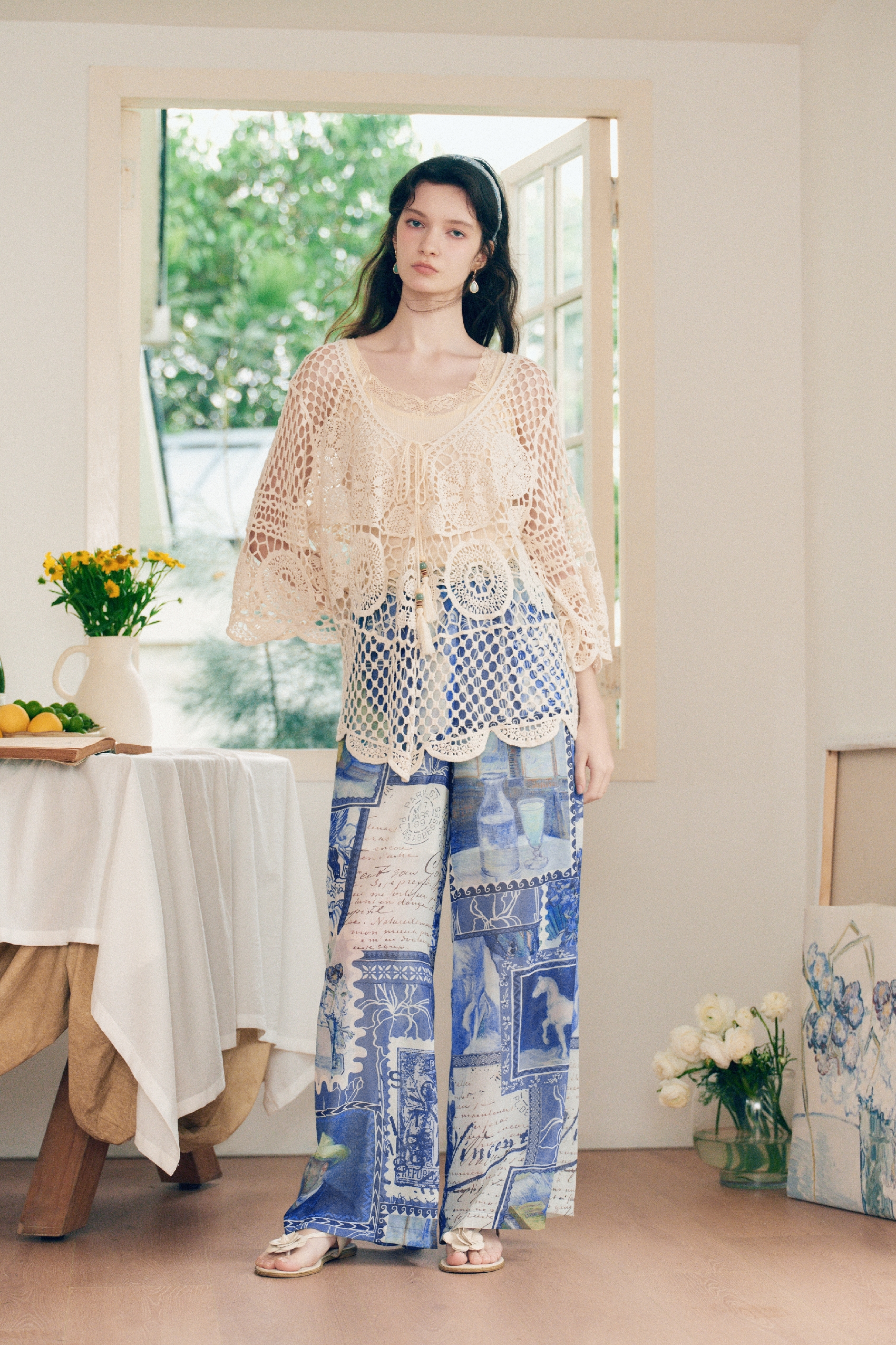 Printed Chiffon Pants
