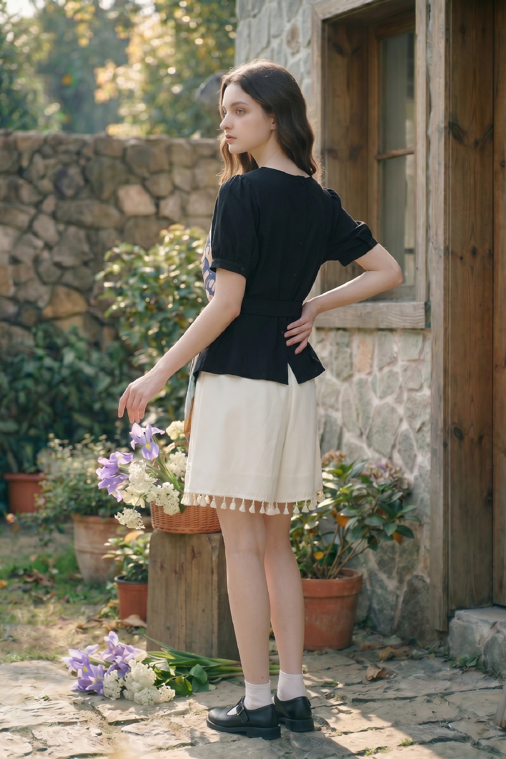 Printed Lace-Up Shorts