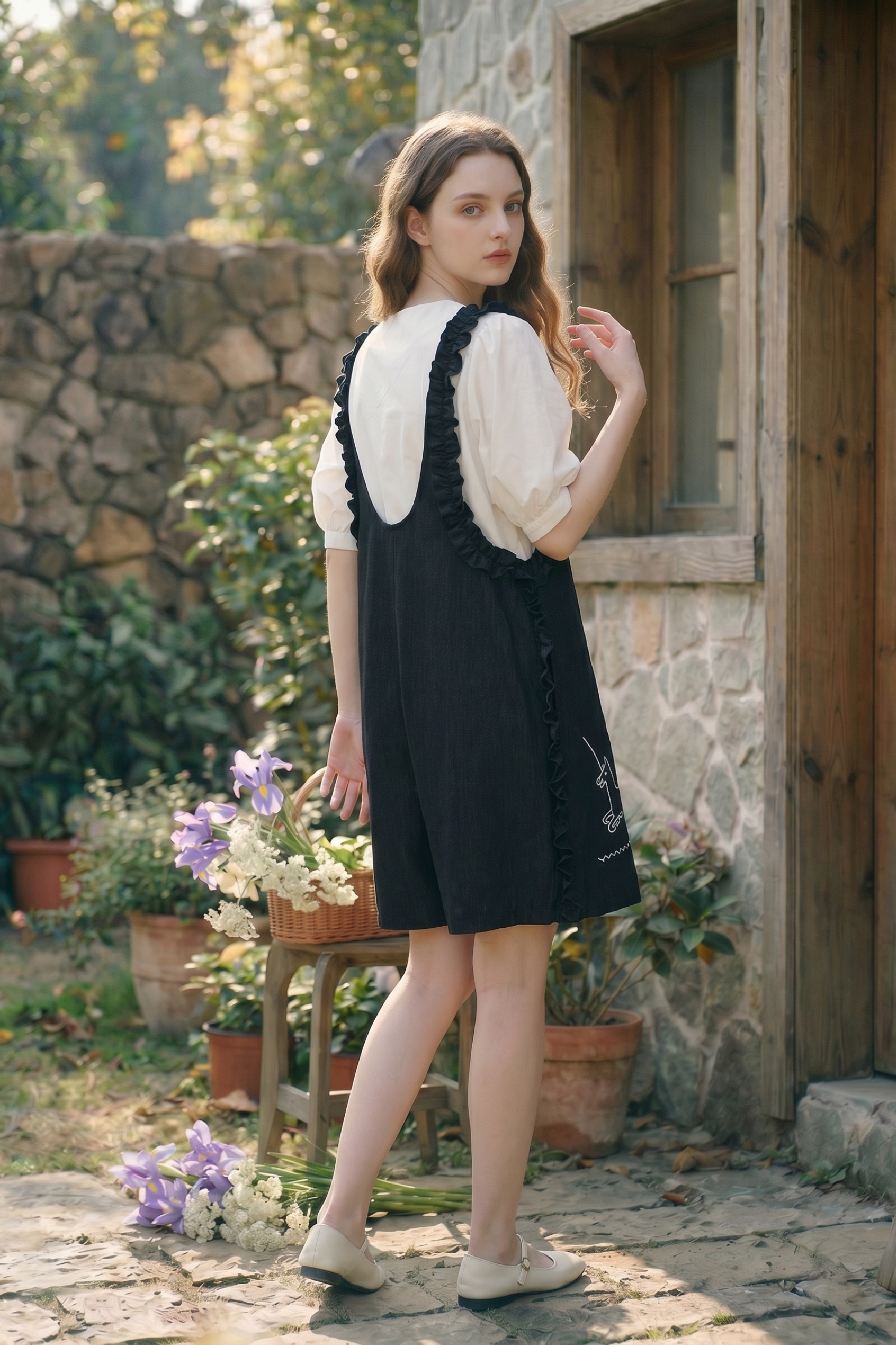 Embroidered Denim Overalls