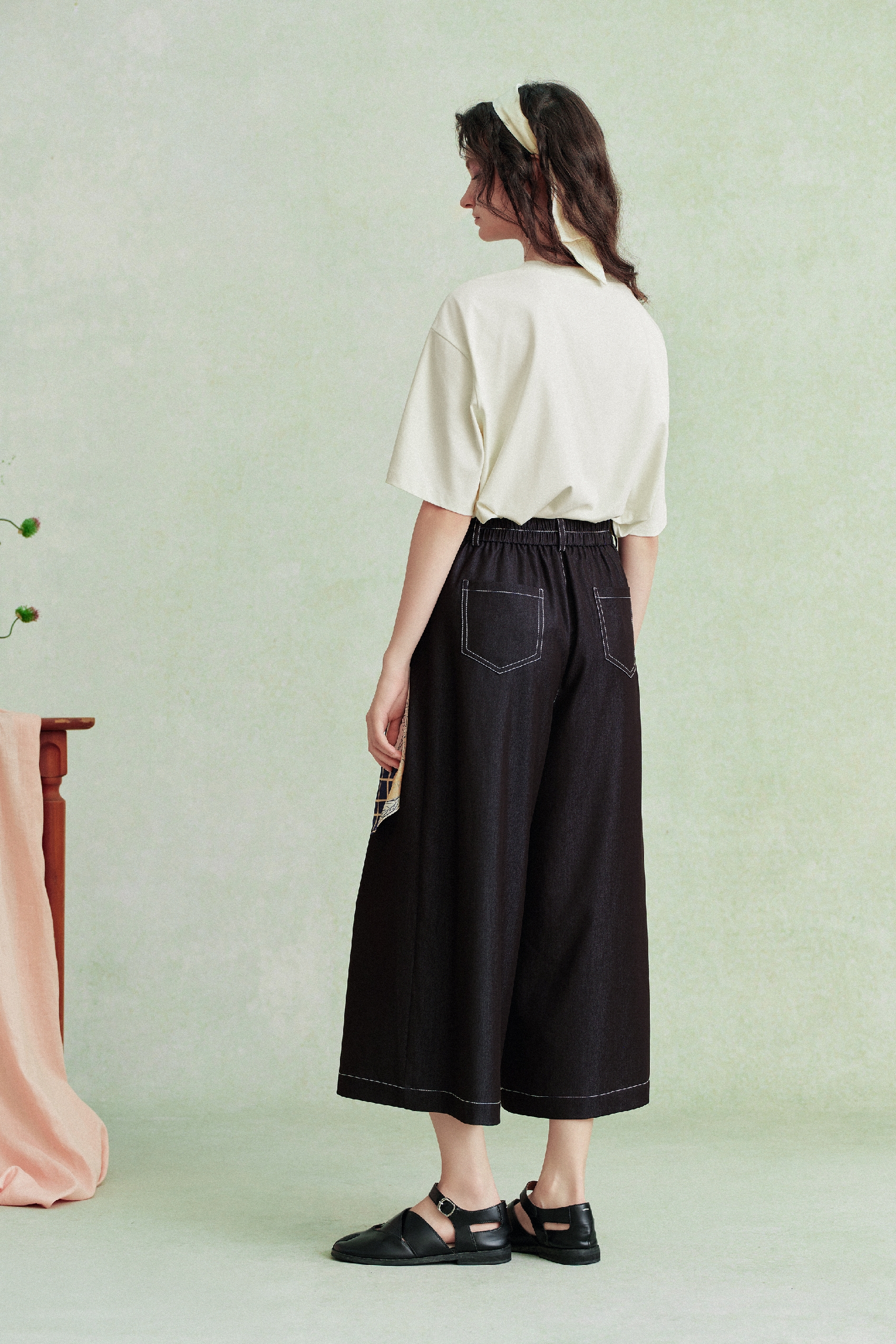 High-Waisted Printed Cropped Pants-LYONSENS
