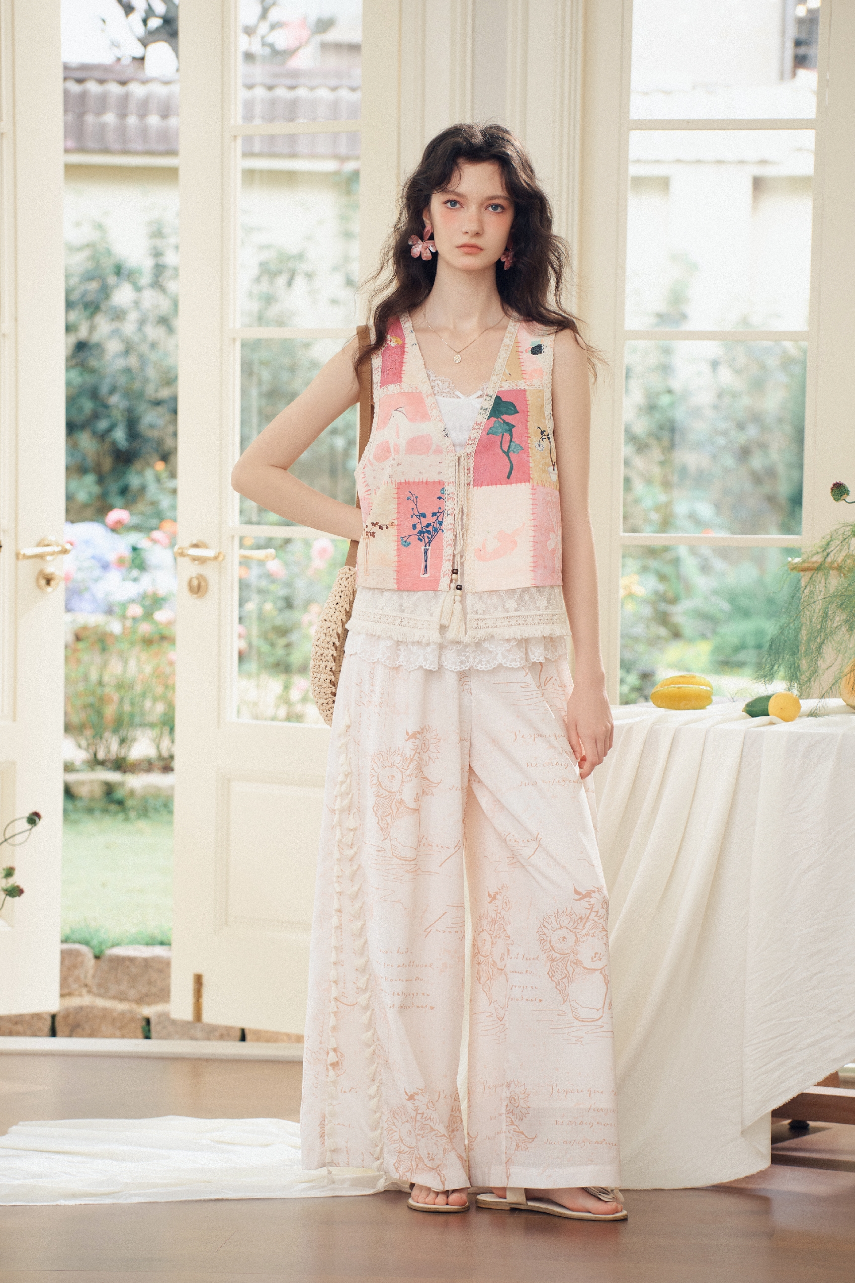 Printed Fringe Pants-LYONSENS