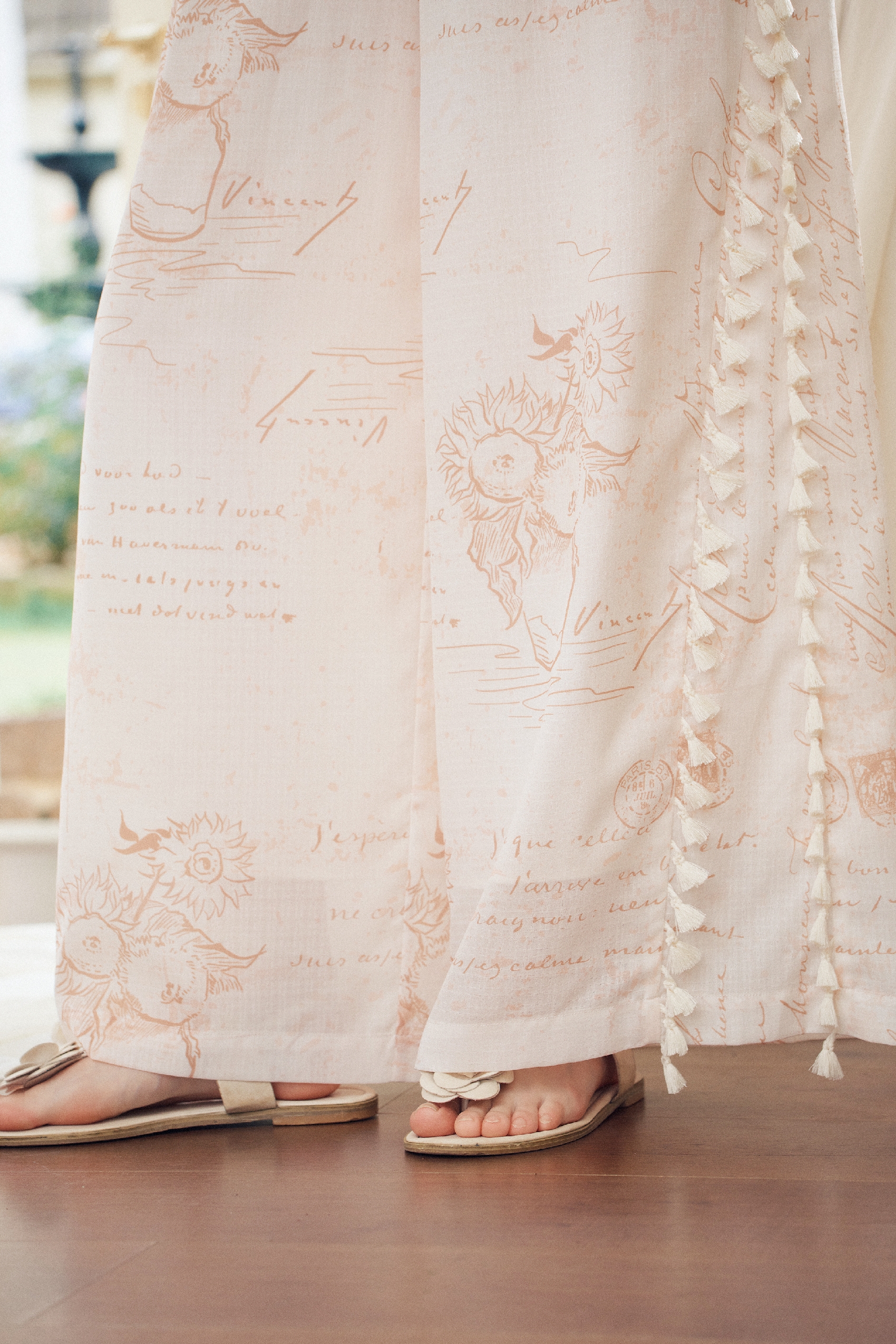 Printed Fringe Pants-LYONSENS