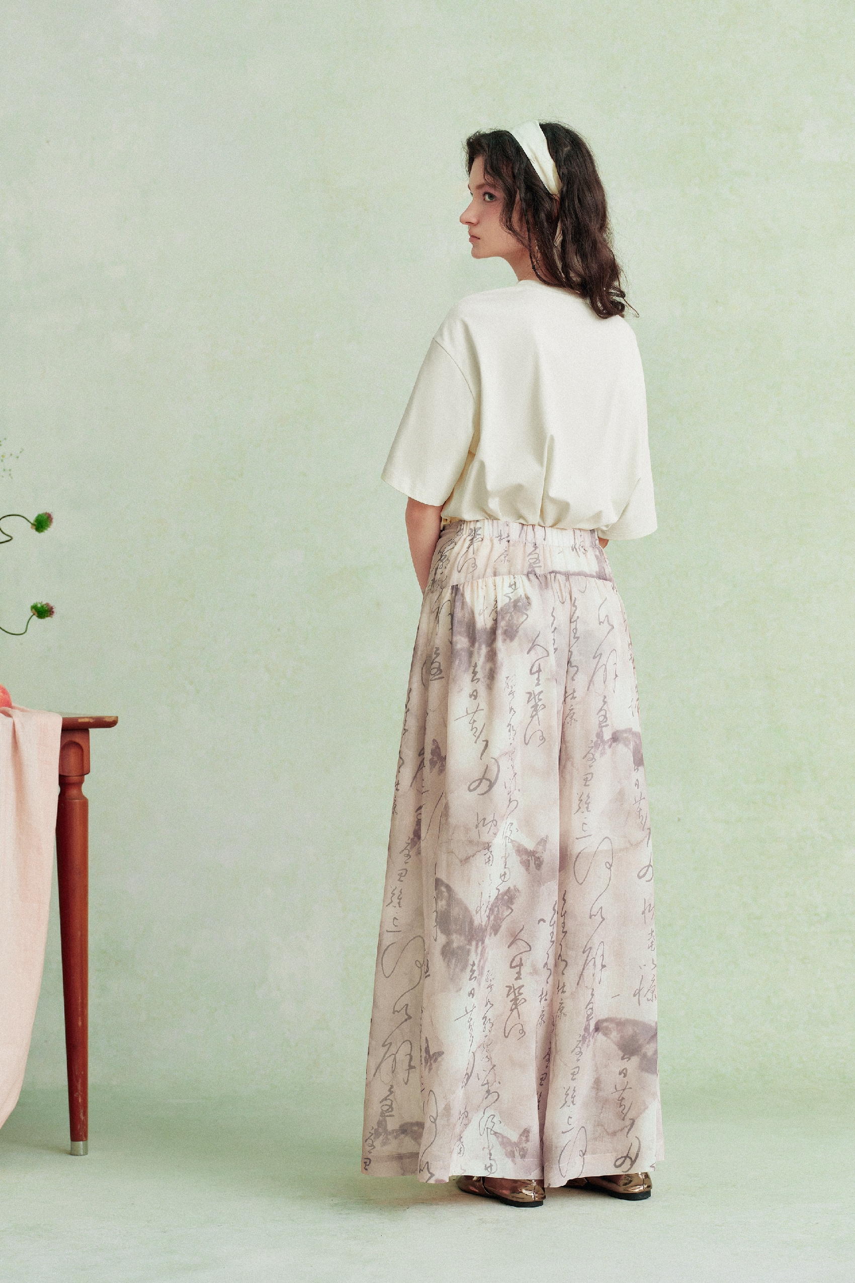 High-Waisted Printed Pants