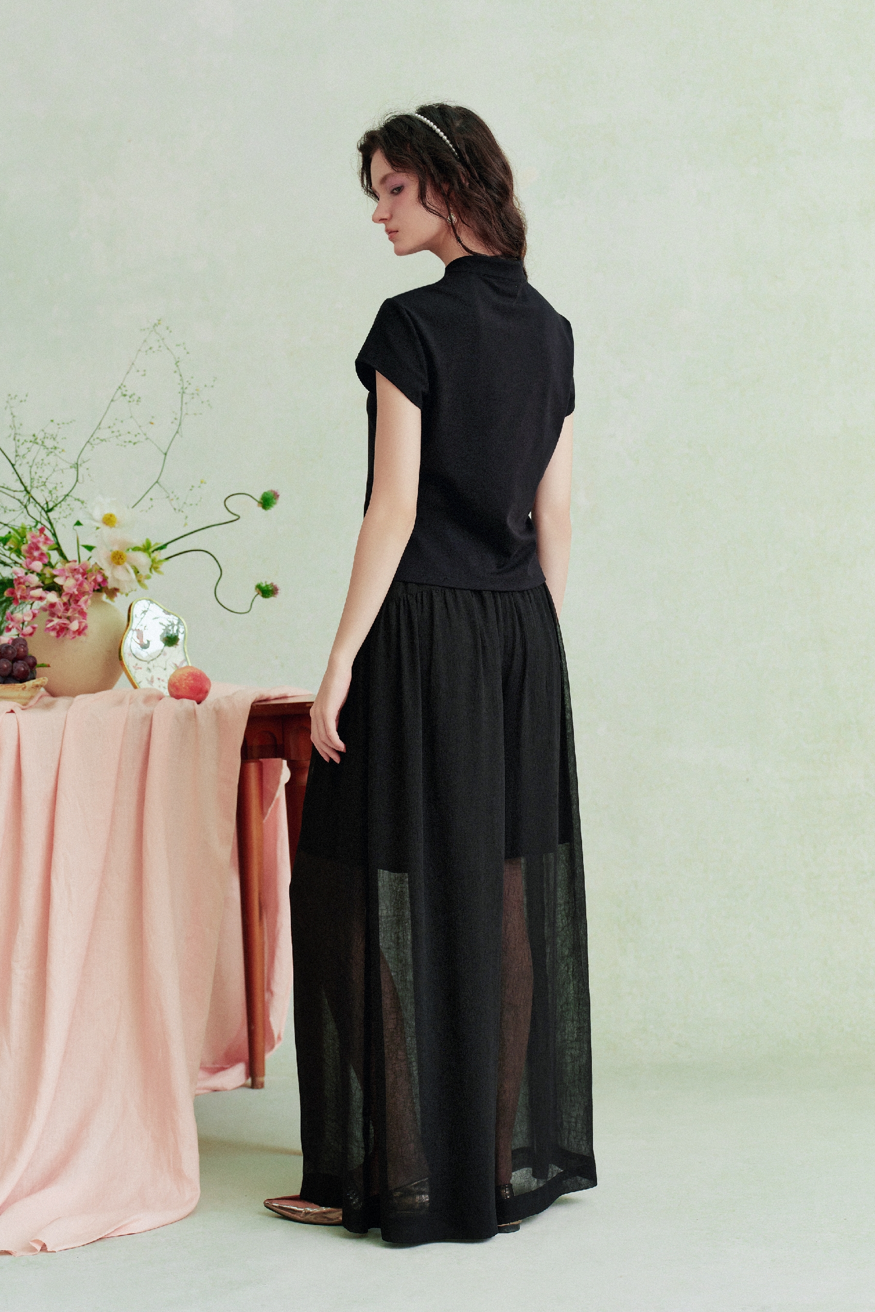 High-Waisted Printed Pants