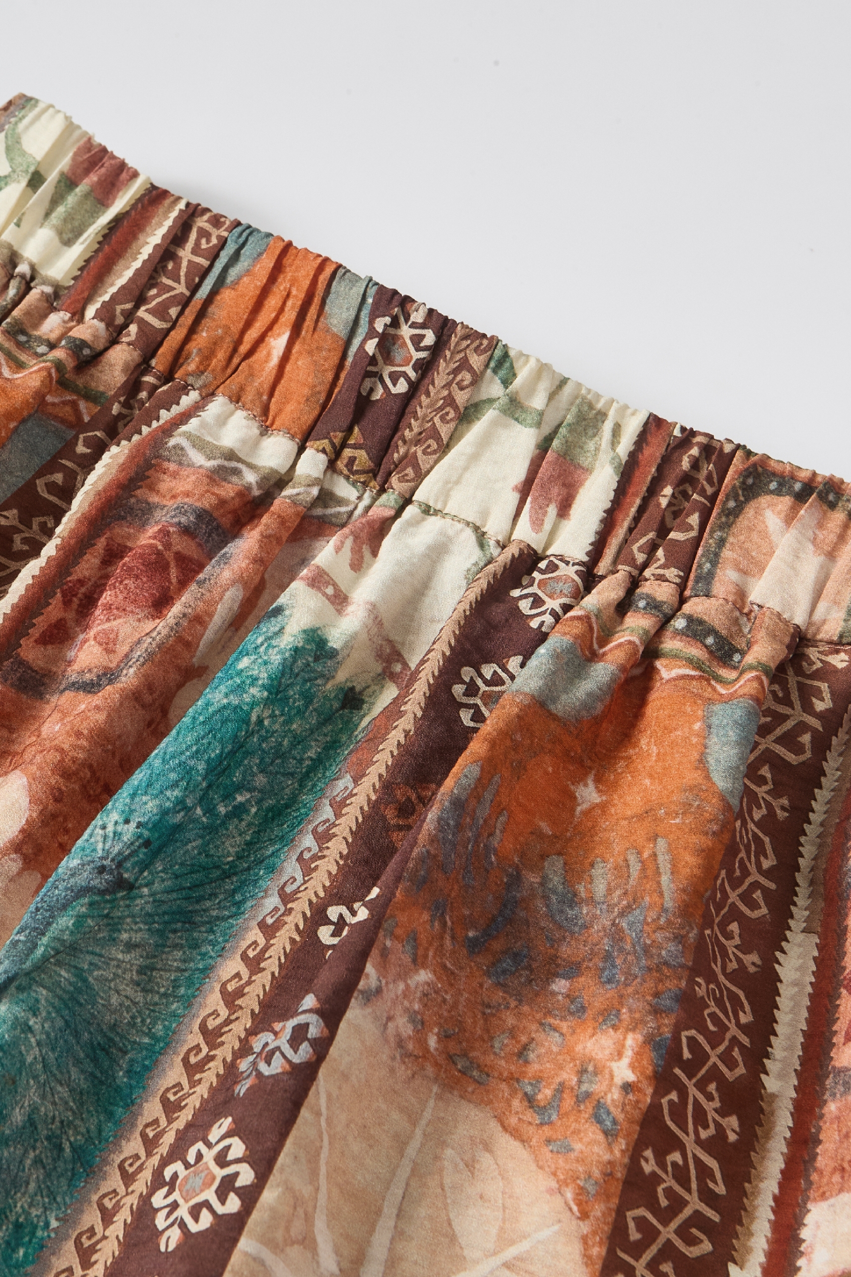 Printed Fringe Wide-leg Pants