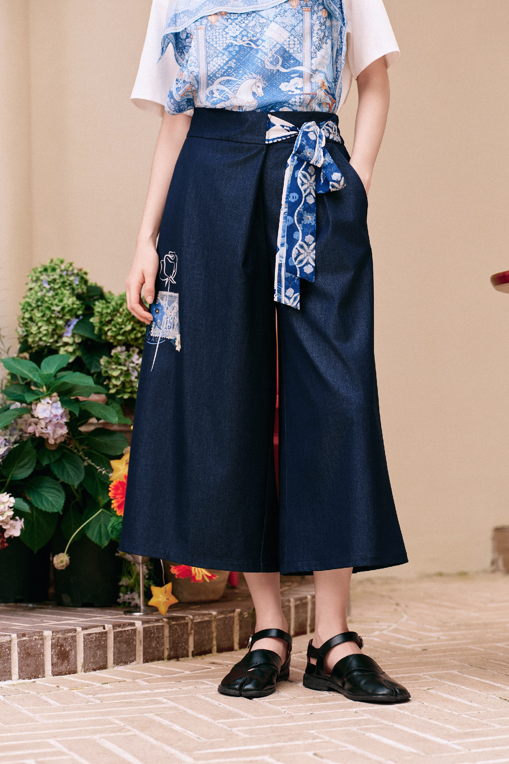 Scarf-tie Midi Skirt-LYONSENS