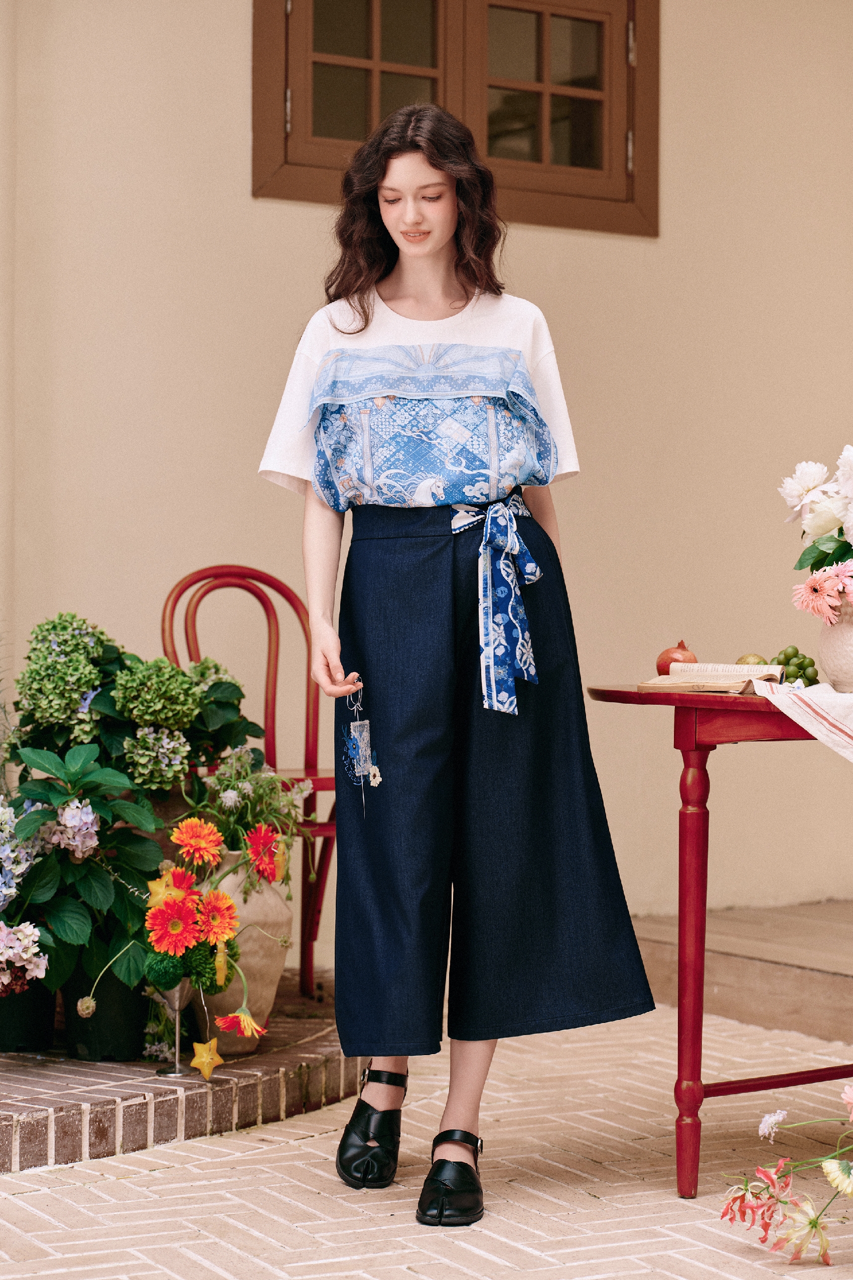 Scarf-tie Midi Skirt-LYONSENS