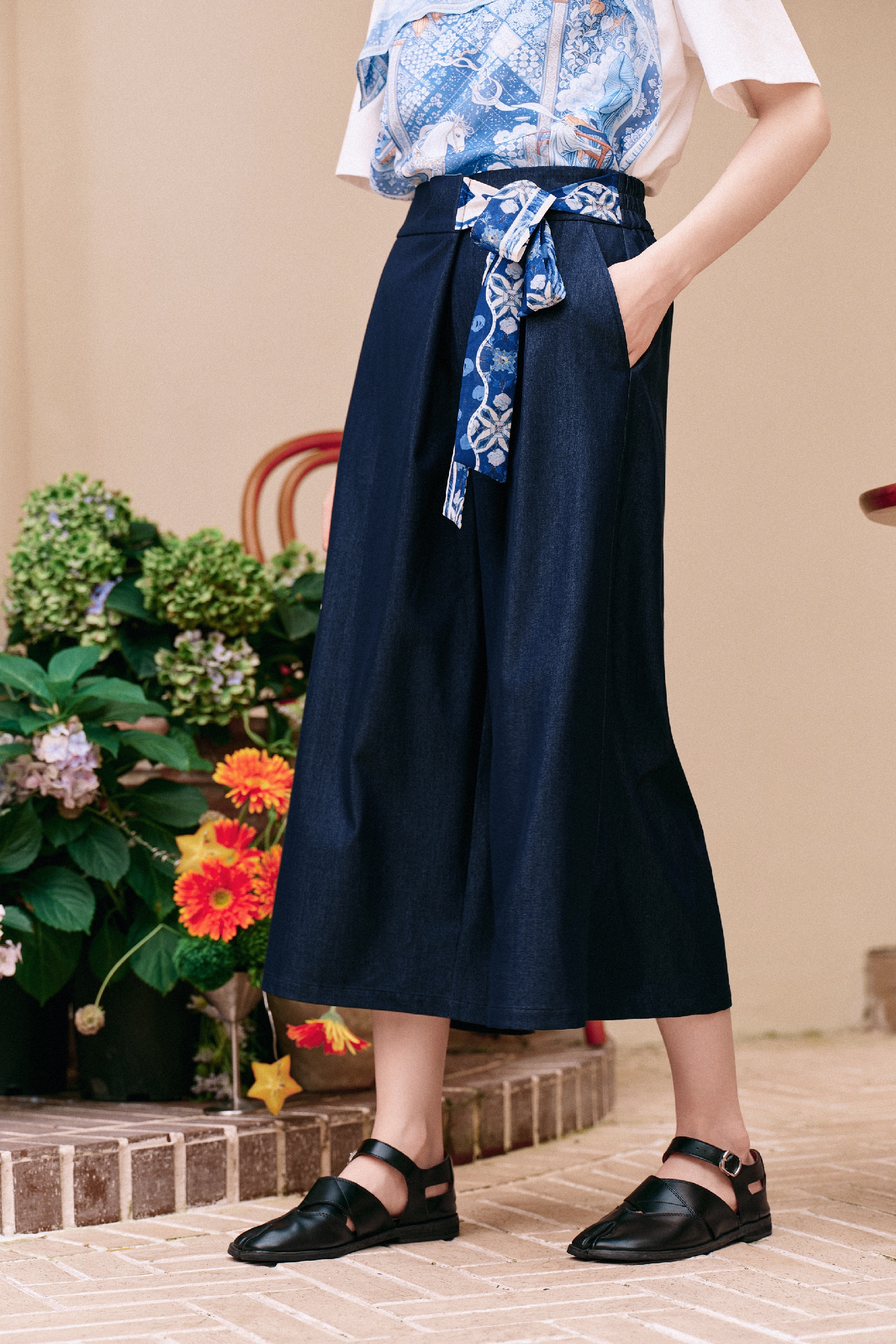 Scarf-tie Midi Skirt-LYONSENS