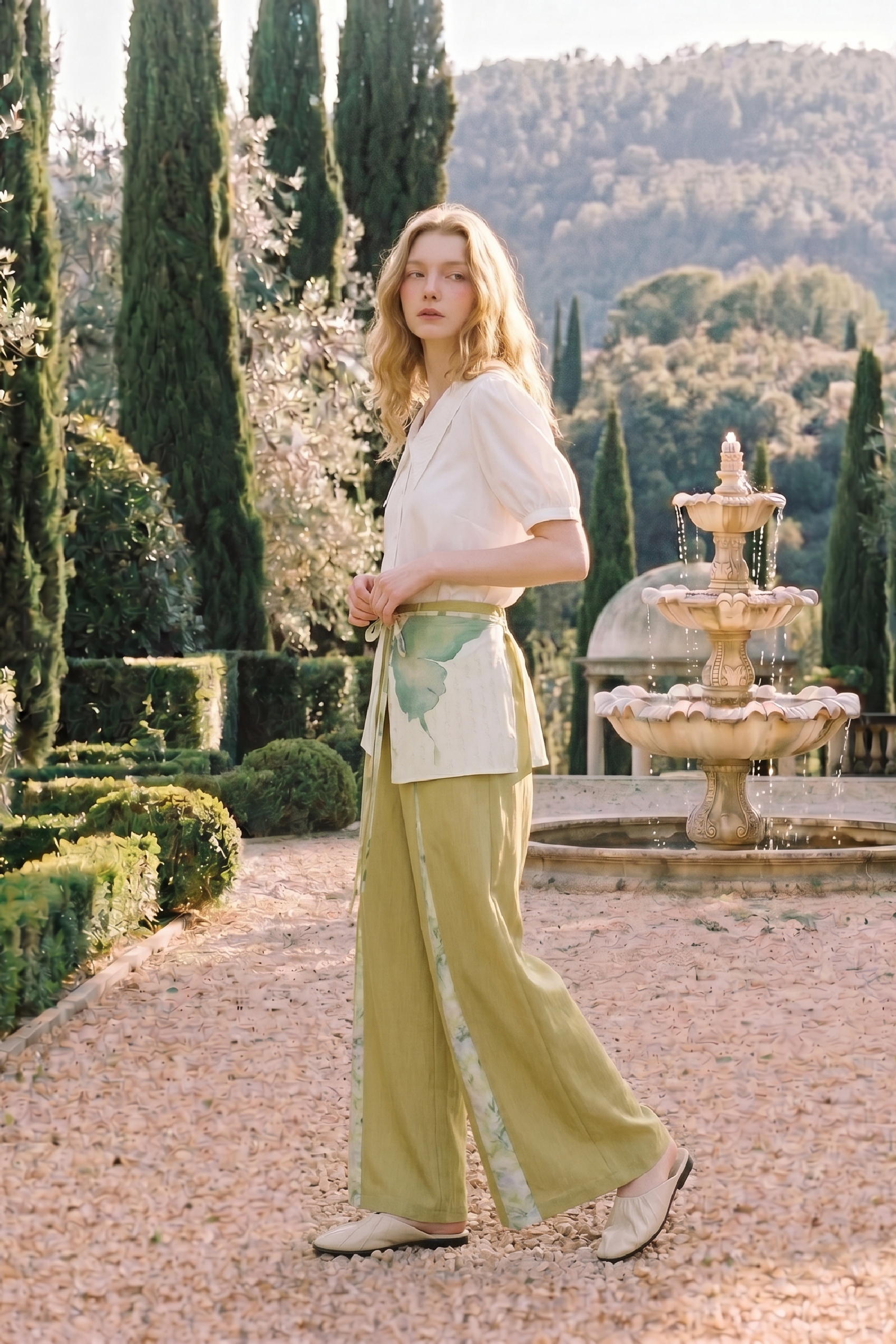Printed Patchwork Wide-leg Pants-LYONSENS