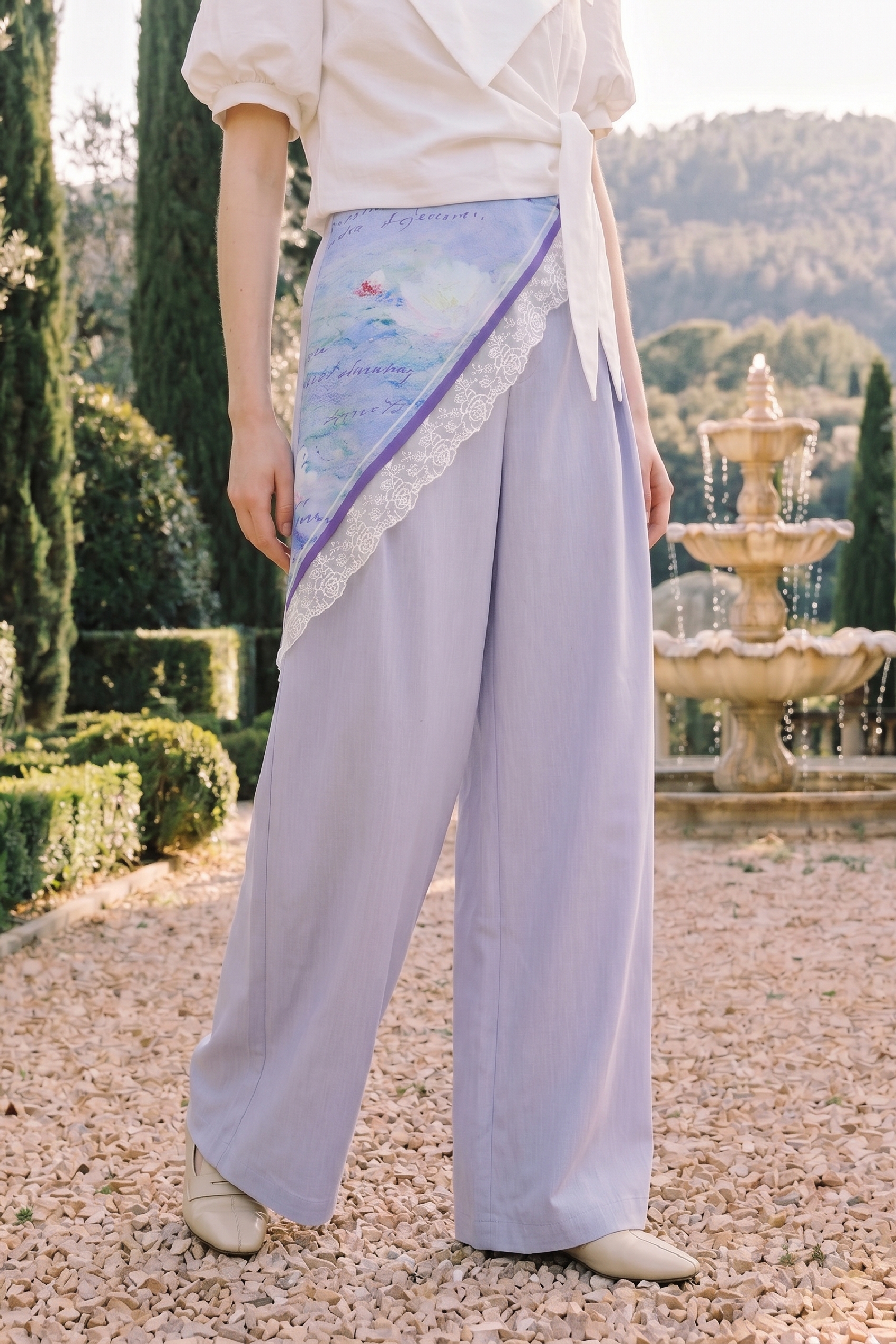 Printed Loose Straight-leg Pants
