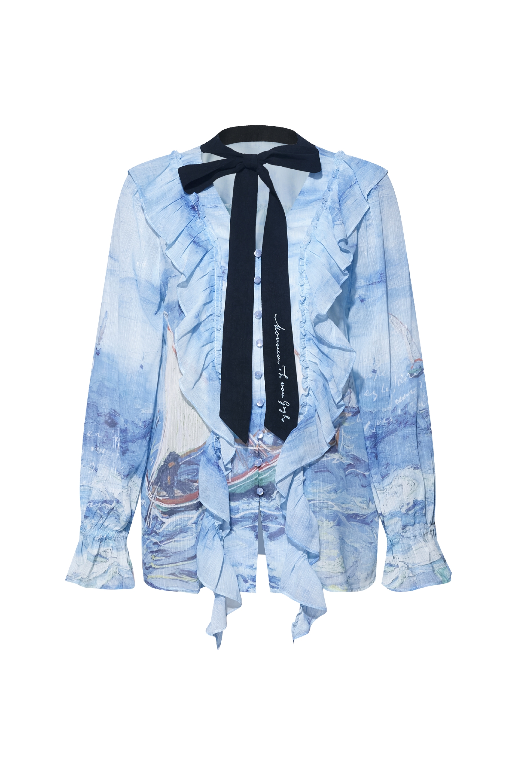 Ruffled Printed Chiffon Blouse