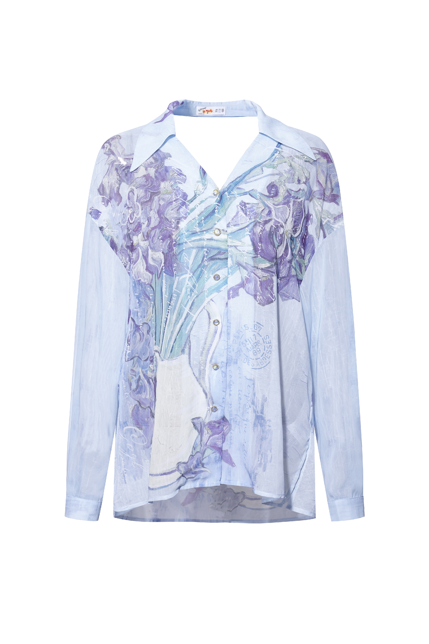 Oil Painting Print Chiffon Blouse