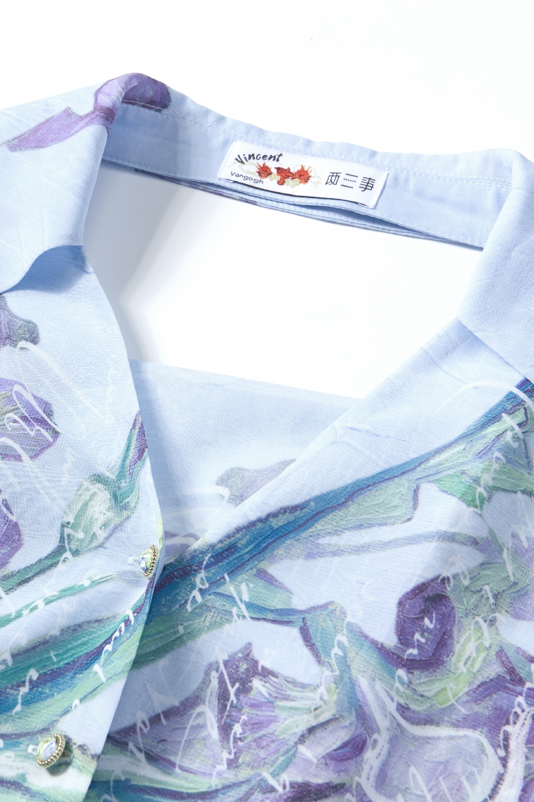 Oil Painting Print Chiffon Blouse